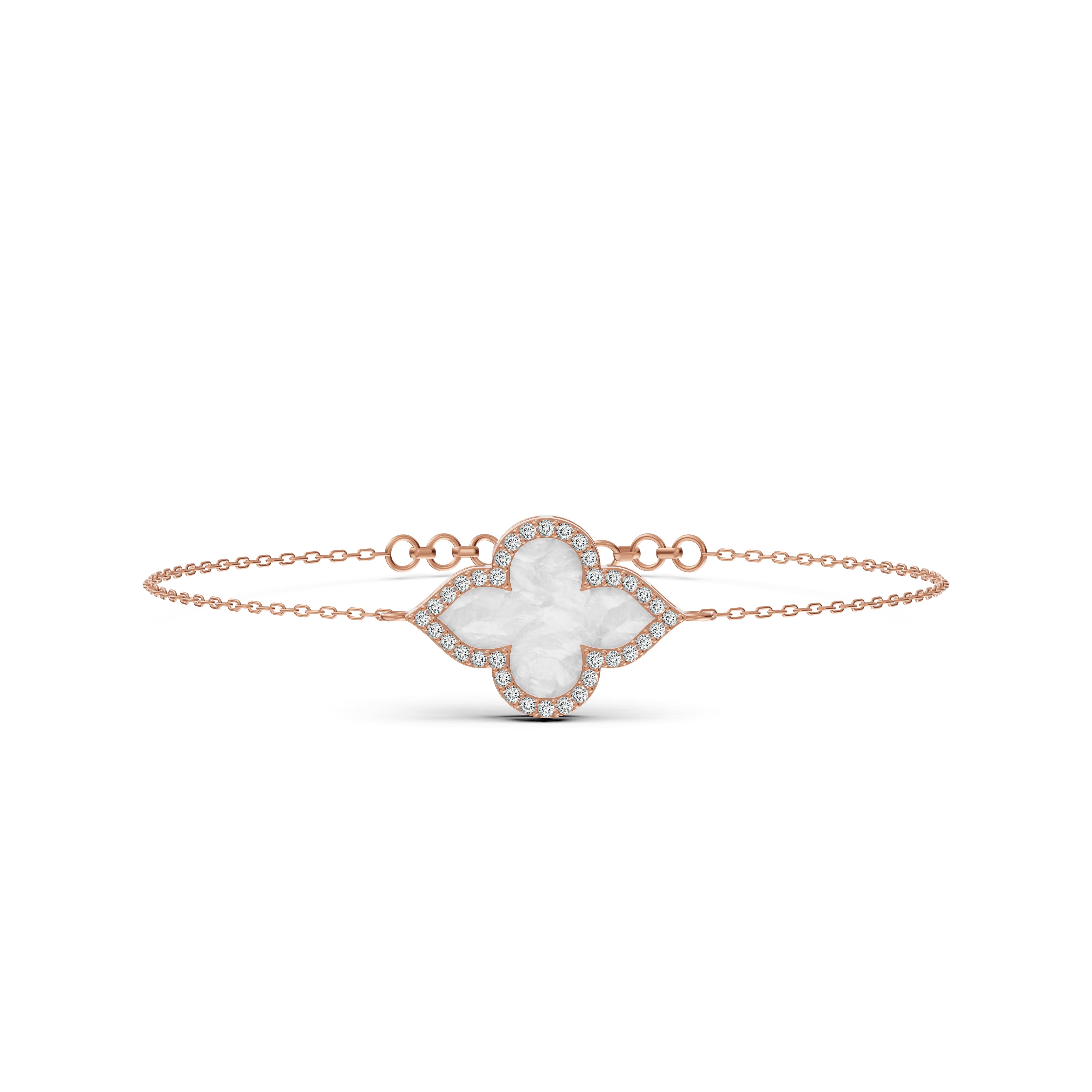 Radiant Mother of Pearl Clover Diamond Bracelet