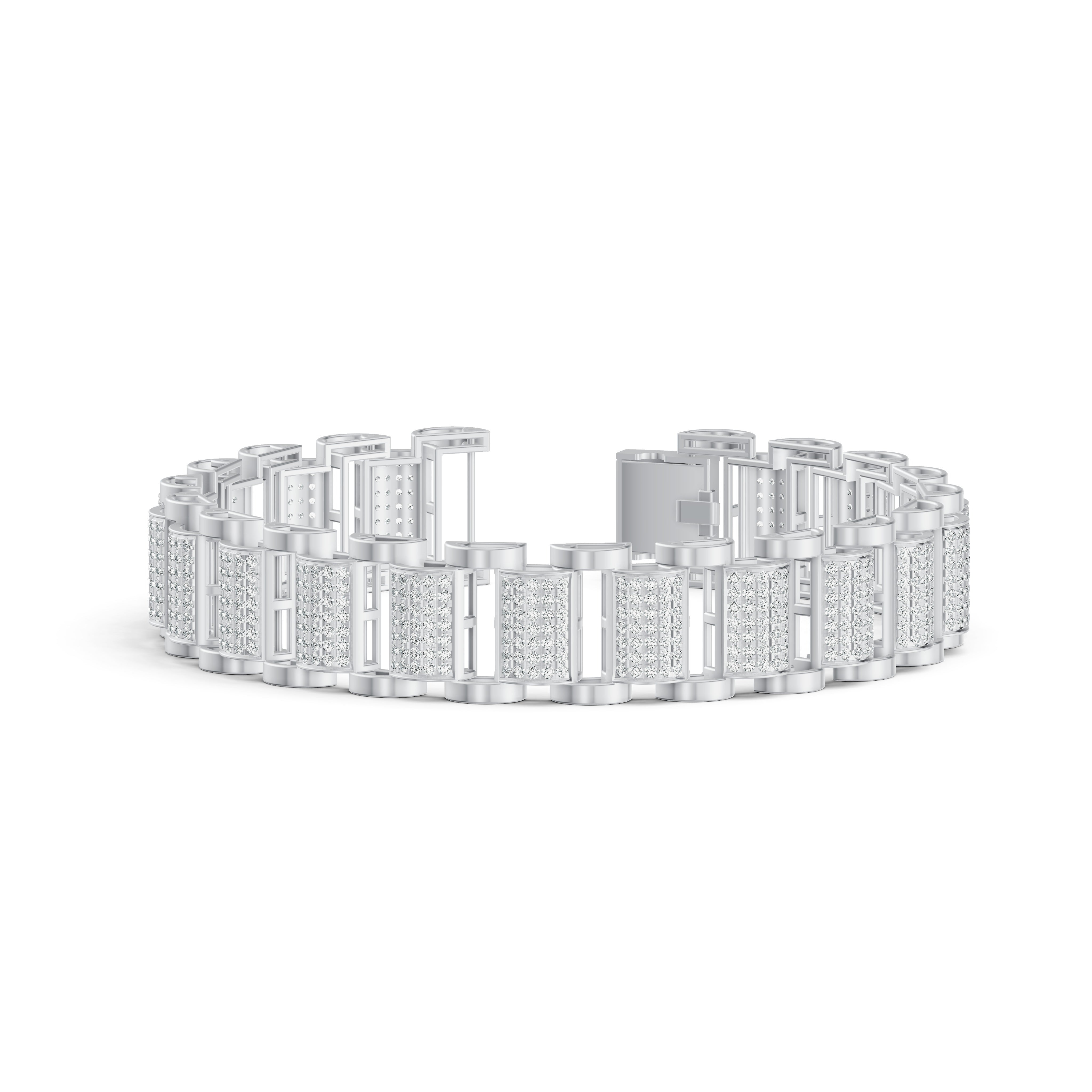 Structured Link Diamond Bracelet