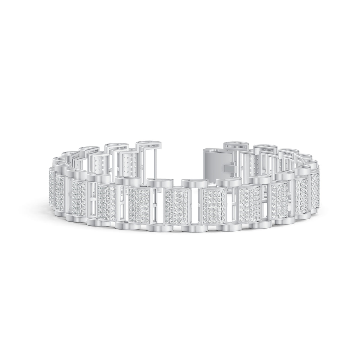 Structured Link Diamond Bracelet