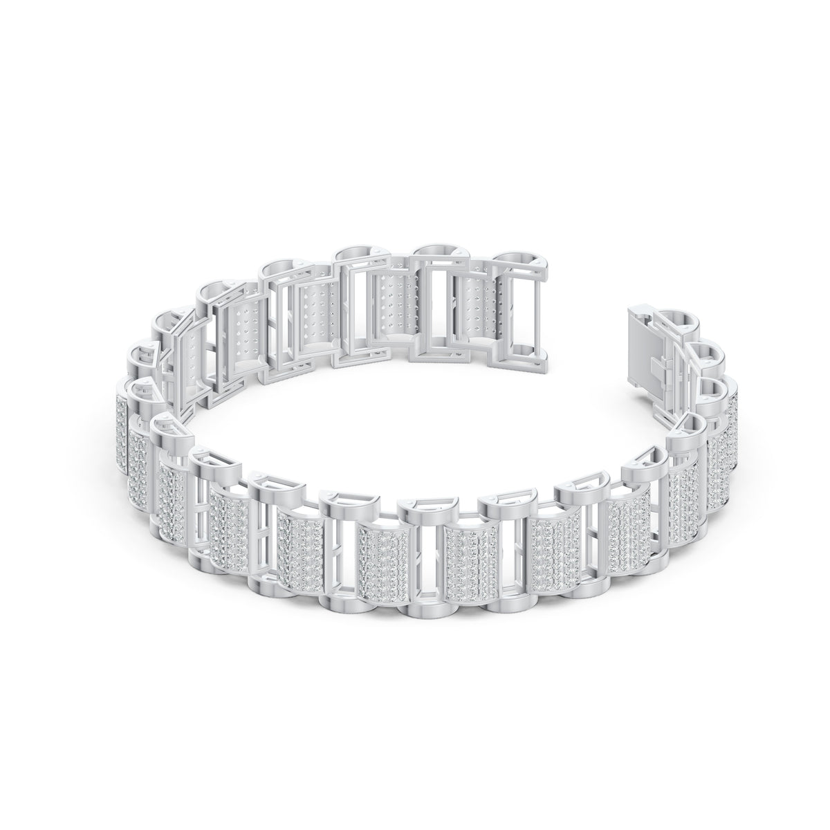 Structured Link Diamond Bracelet