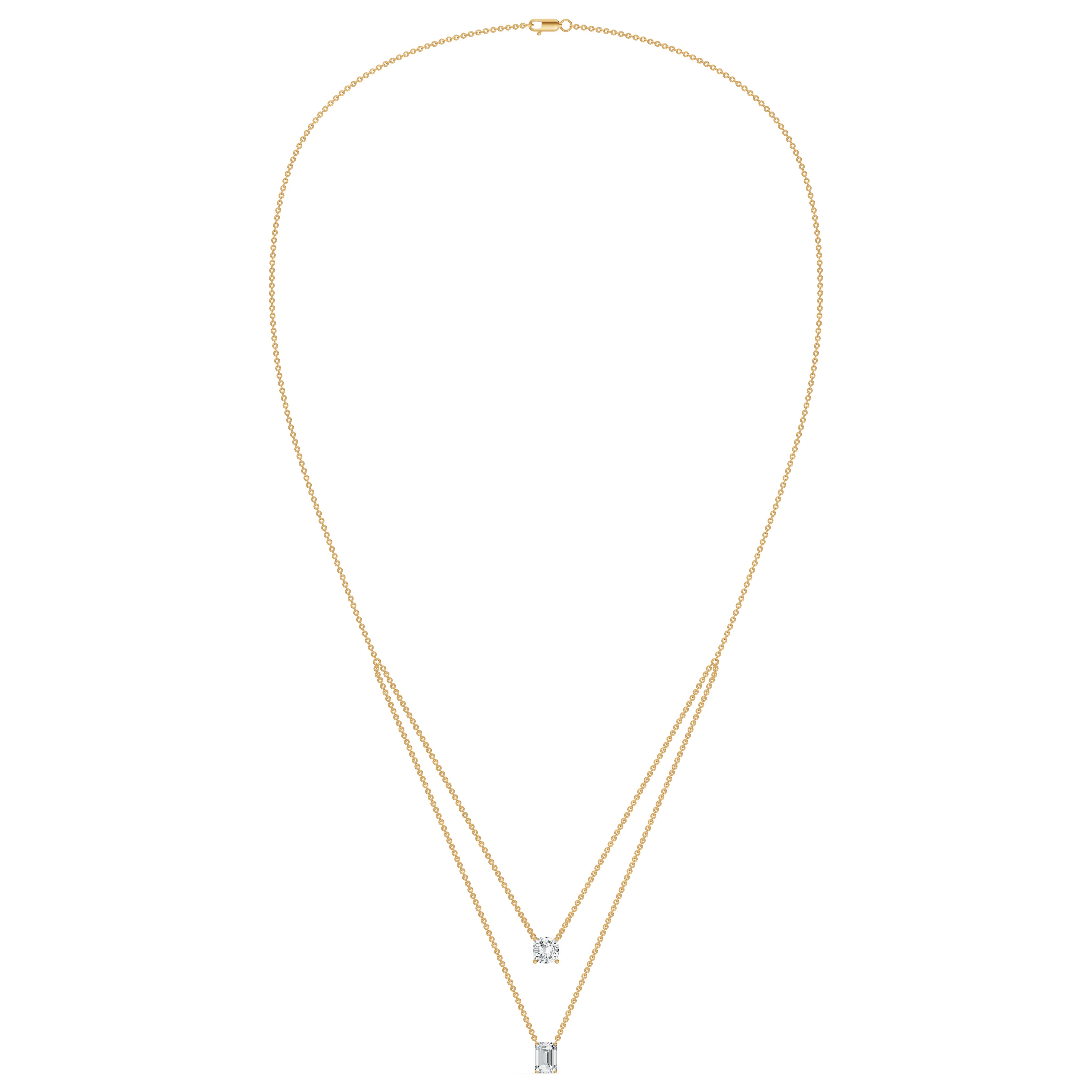 Layered Solitaire Diamond Necklace