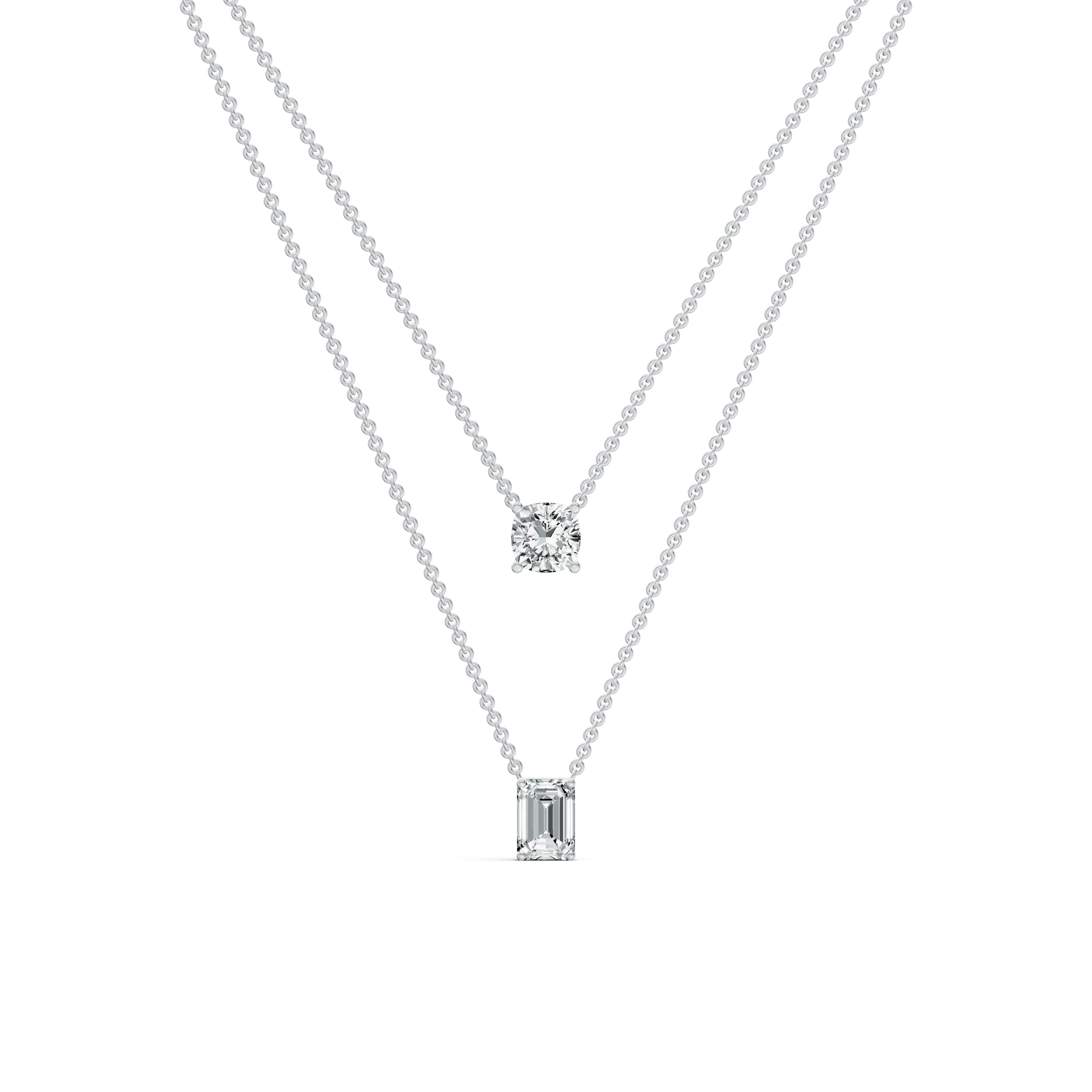 Layered Solitaire Diamond Necklace