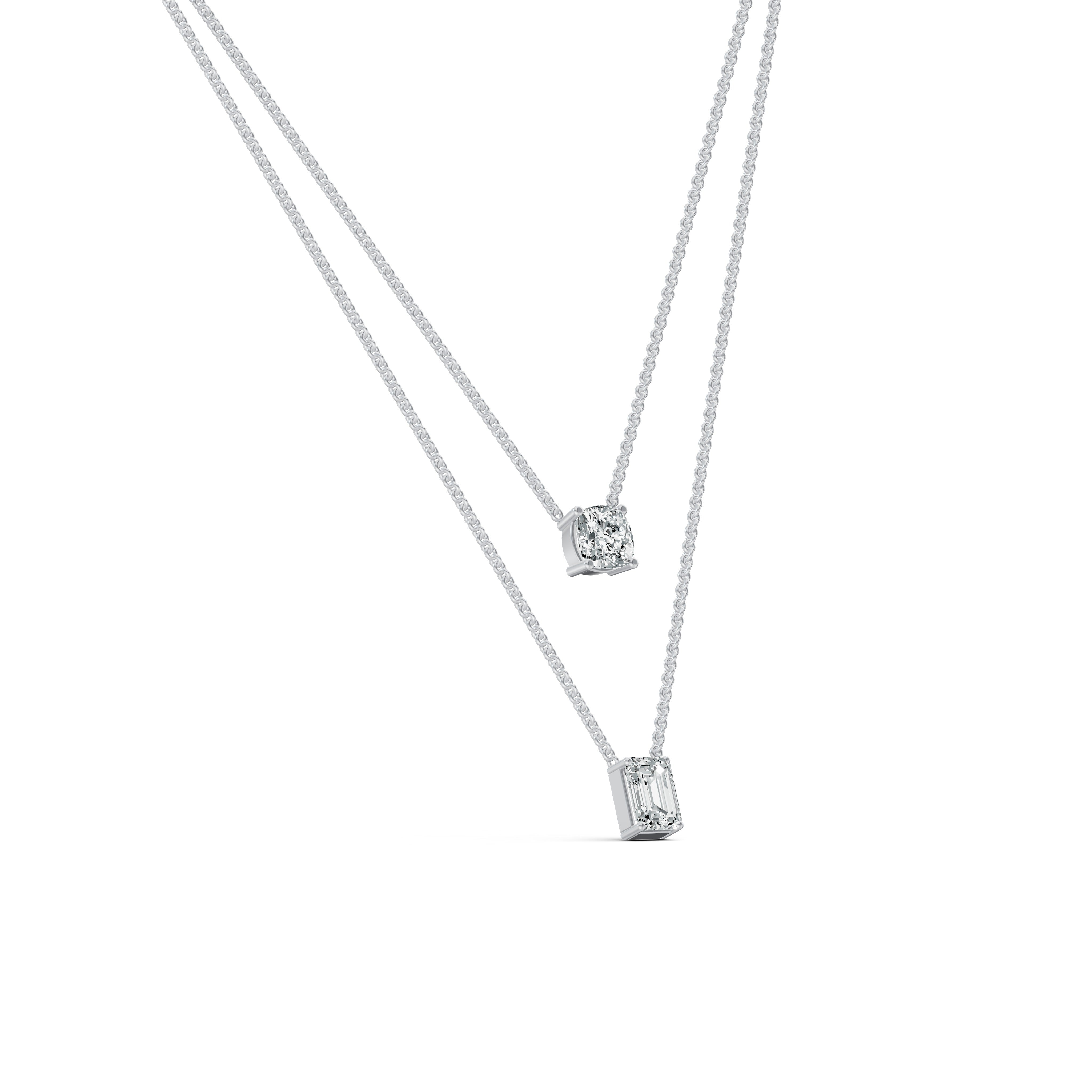 Layered Solitaire Diamond Necklace
