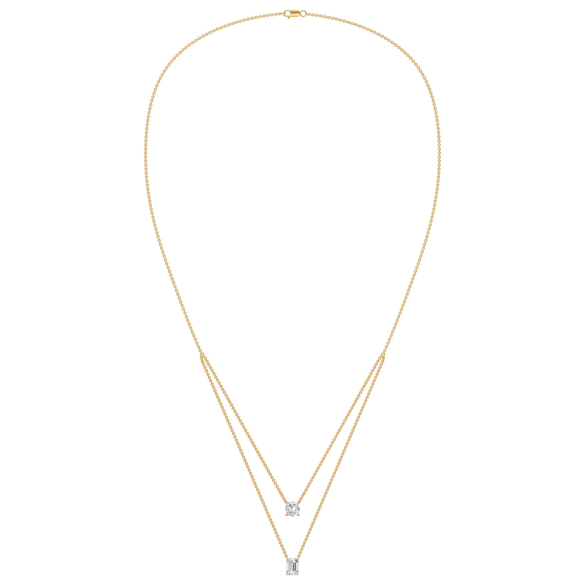 Layered Solitaire Diamond Necklace