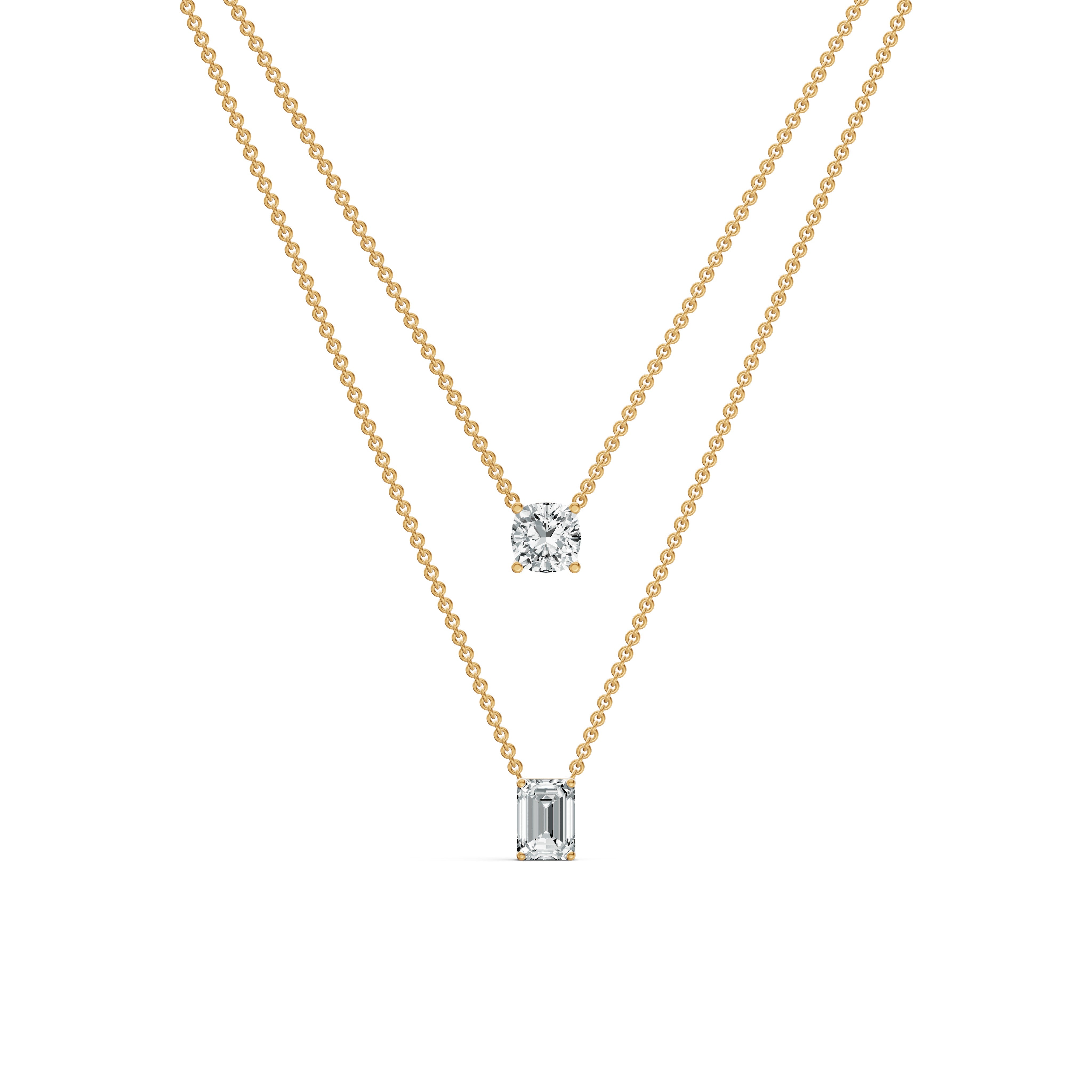 Layered Solitaire Diamond Necklace