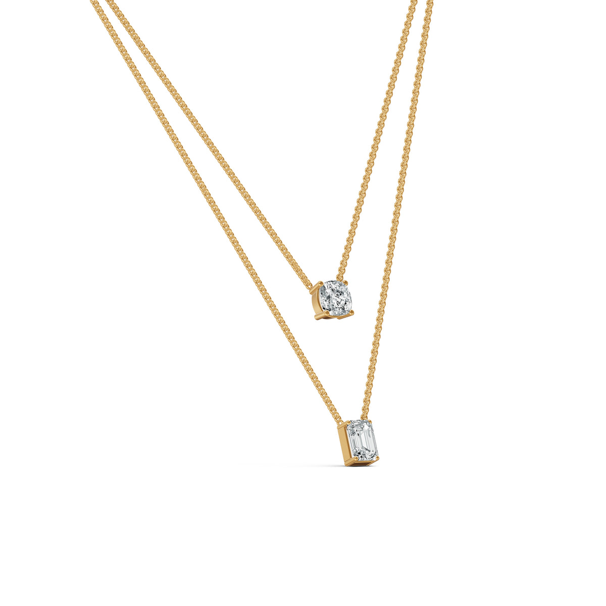 Layered Solitaire Diamond Necklace