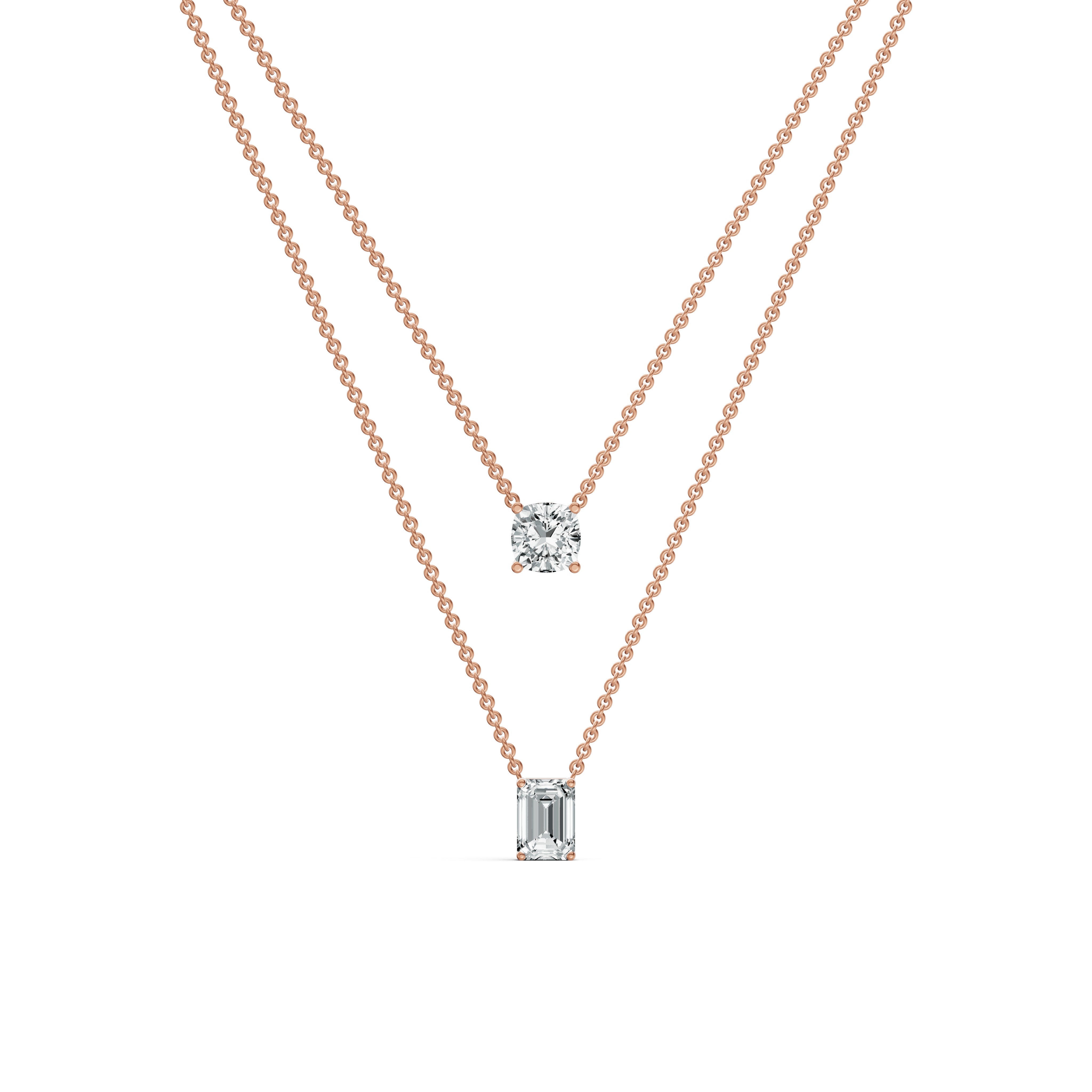 Layered Solitaire Diamond Necklace