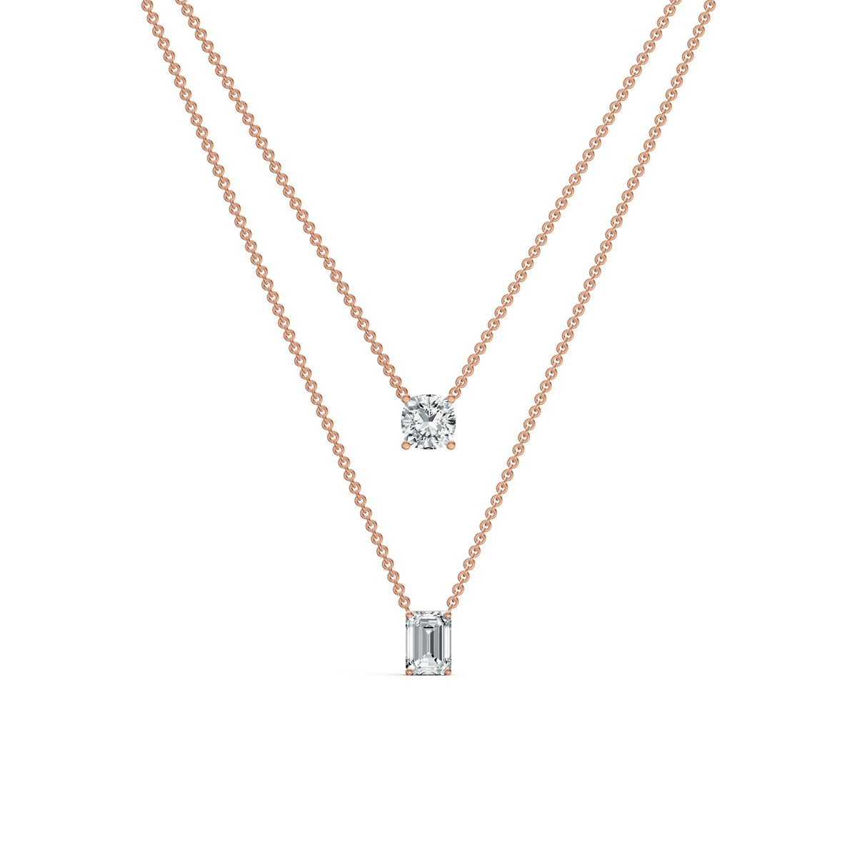 Layered Solitaire Diamond Necklace