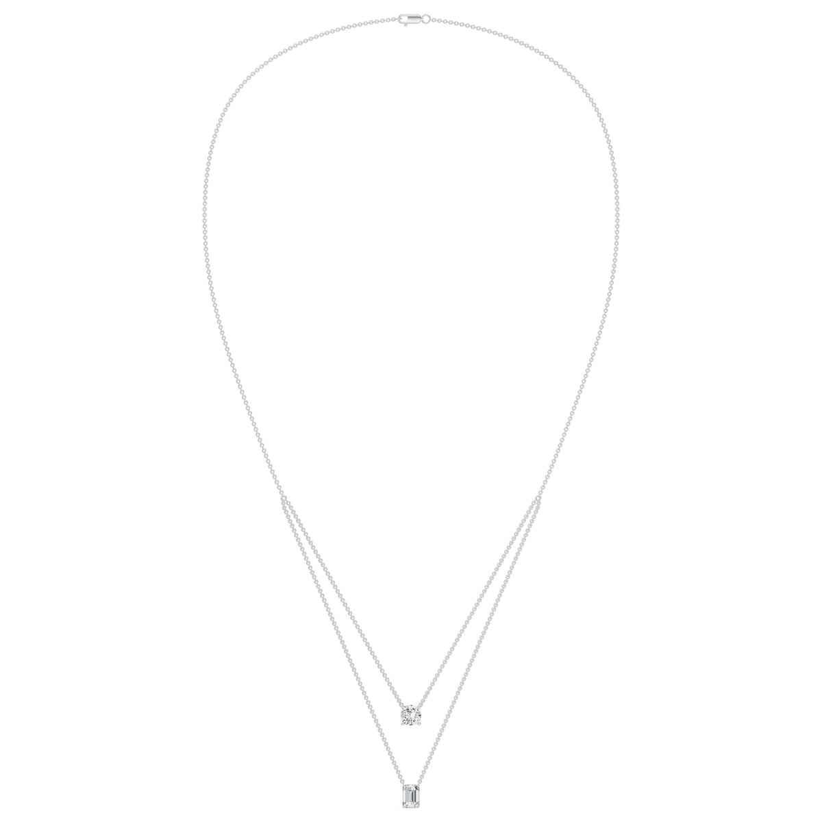 Layered Solitaire Diamond Necklace