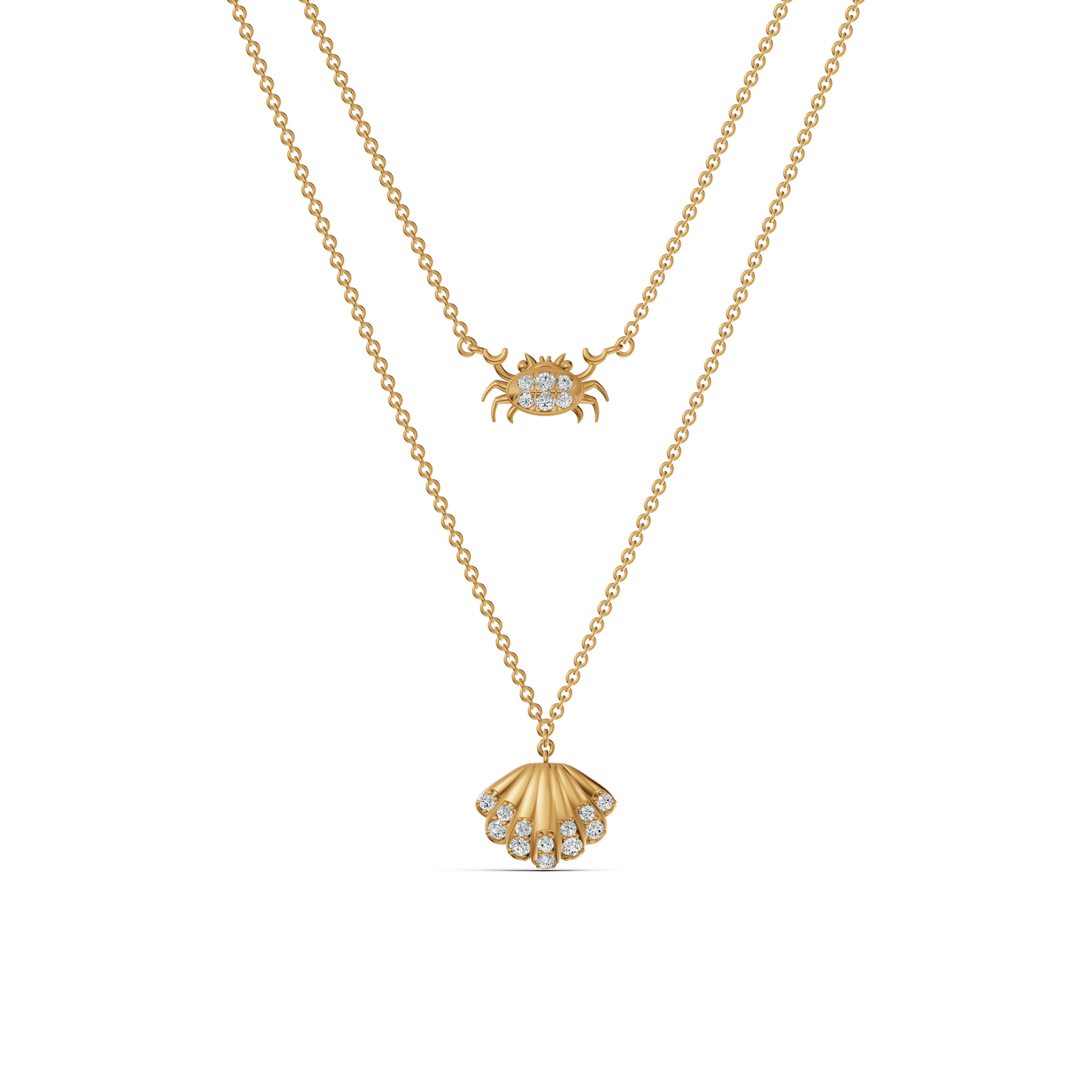 Seashell Layered Diamond Chain