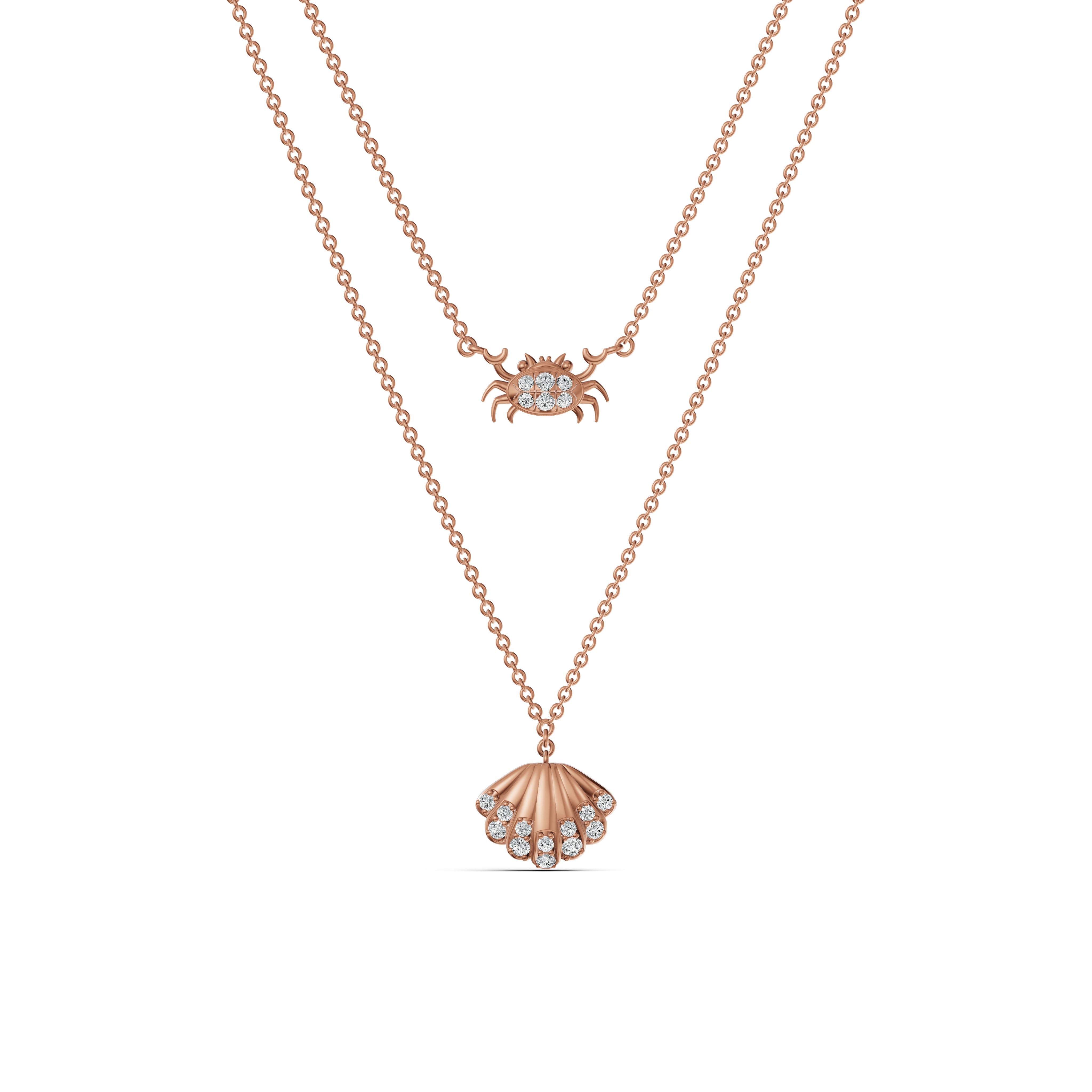 Seashell Layered Diamond Chain
