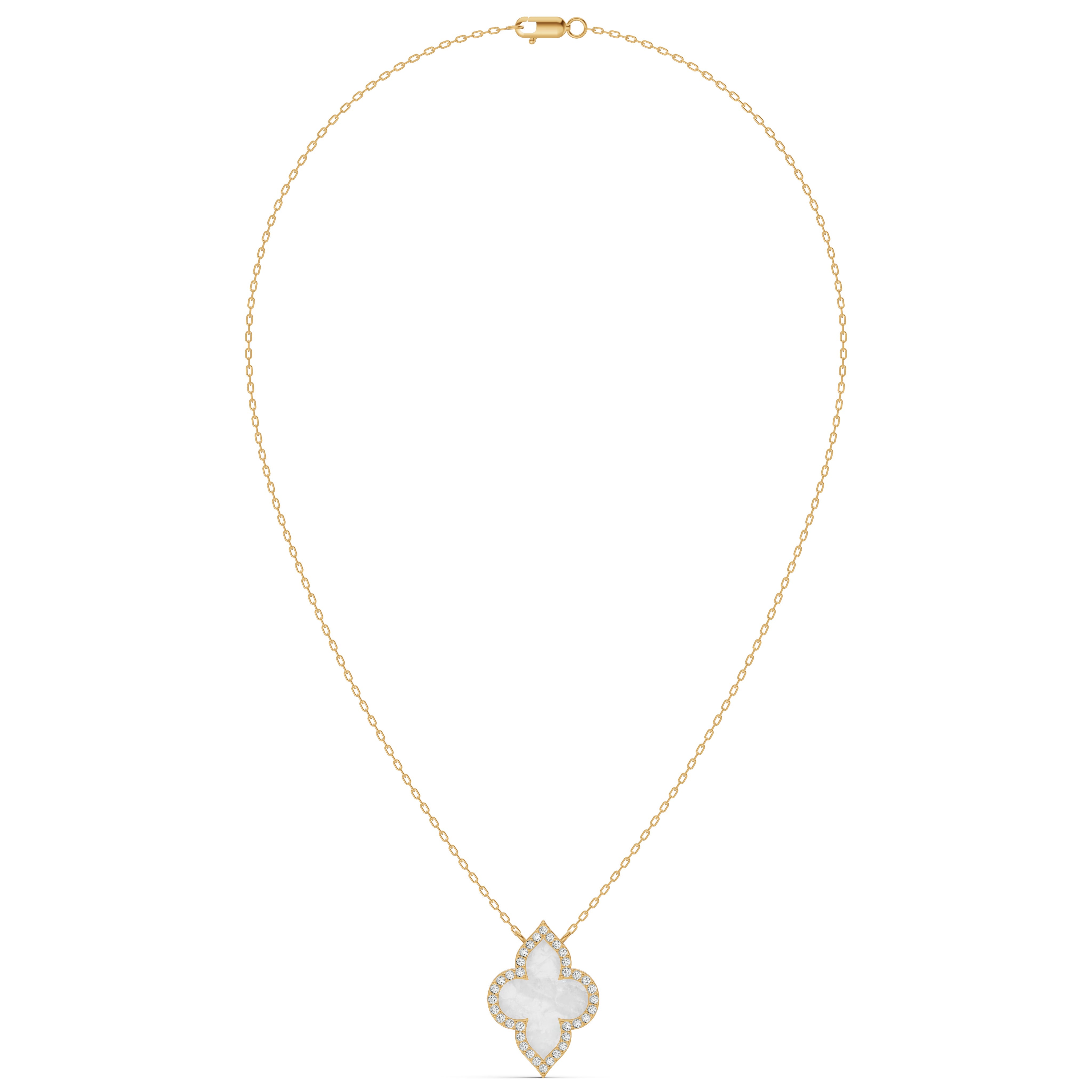 Radiant Mother of Pearl Clover Diamond Chain