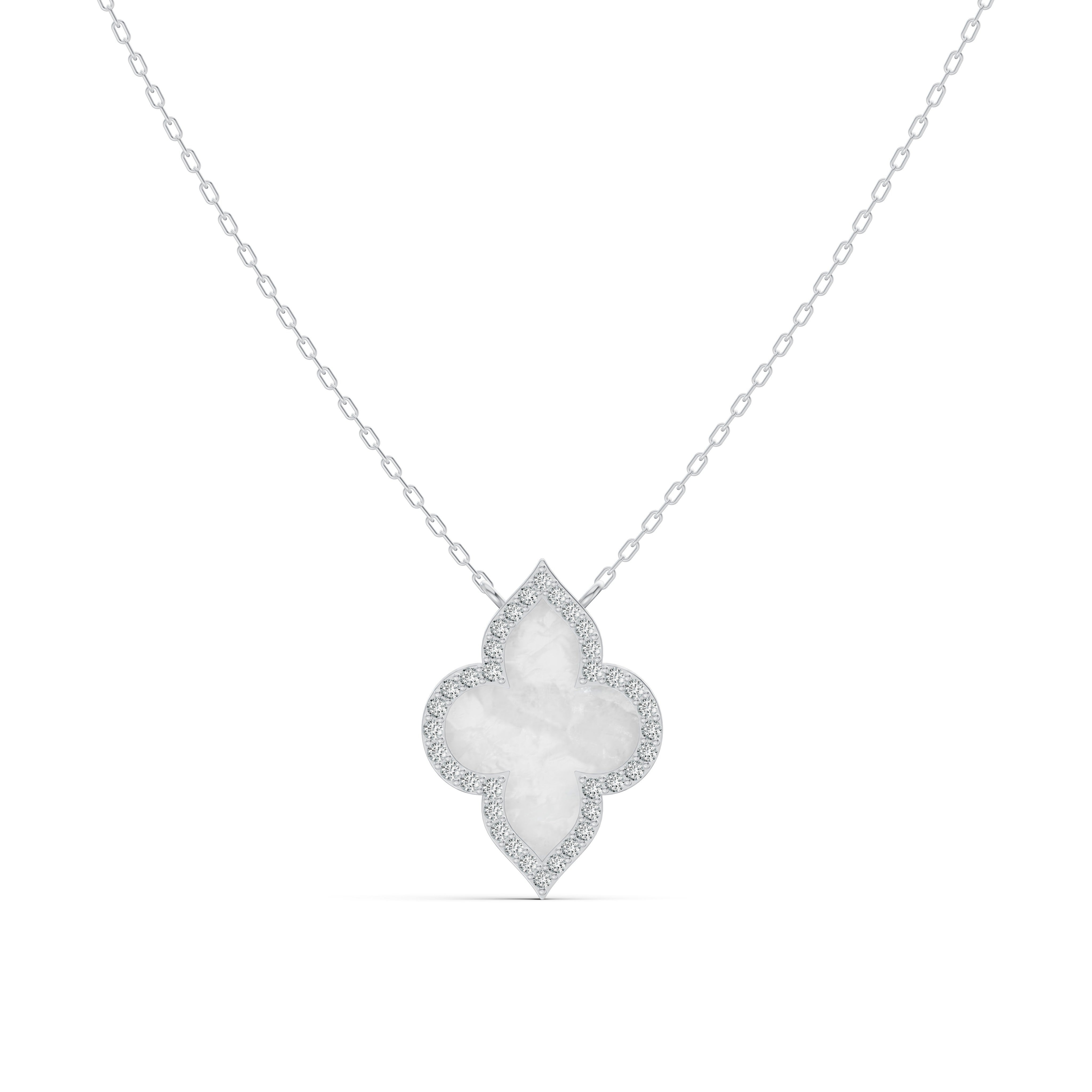 Radiant Mother of Pearl Clover Diamond Chain