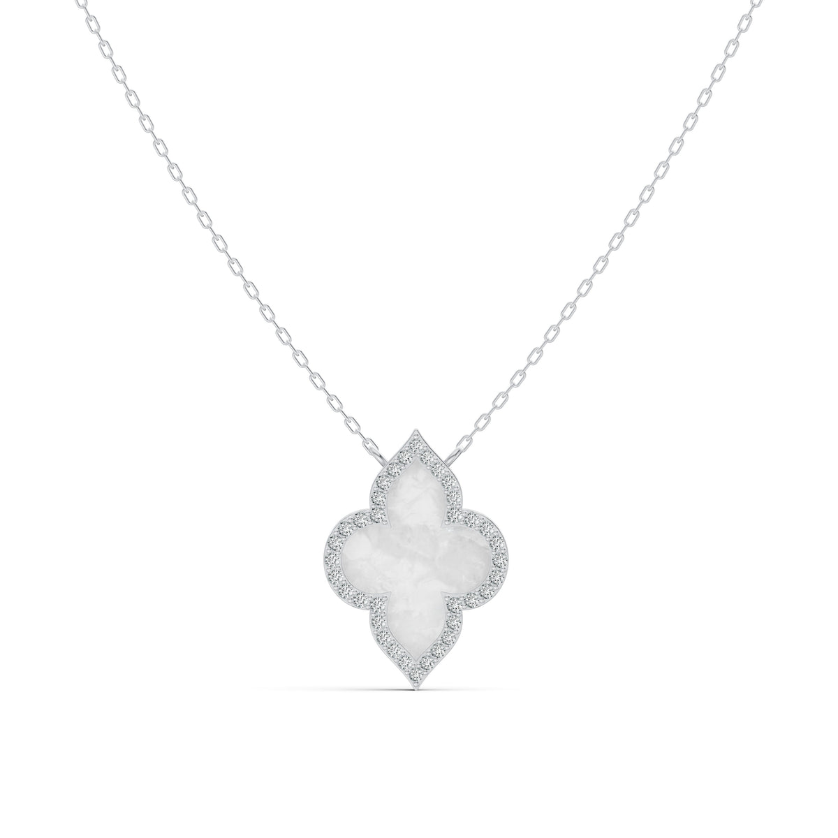 Radiant Mother of Pearl Clover Diamond Chain