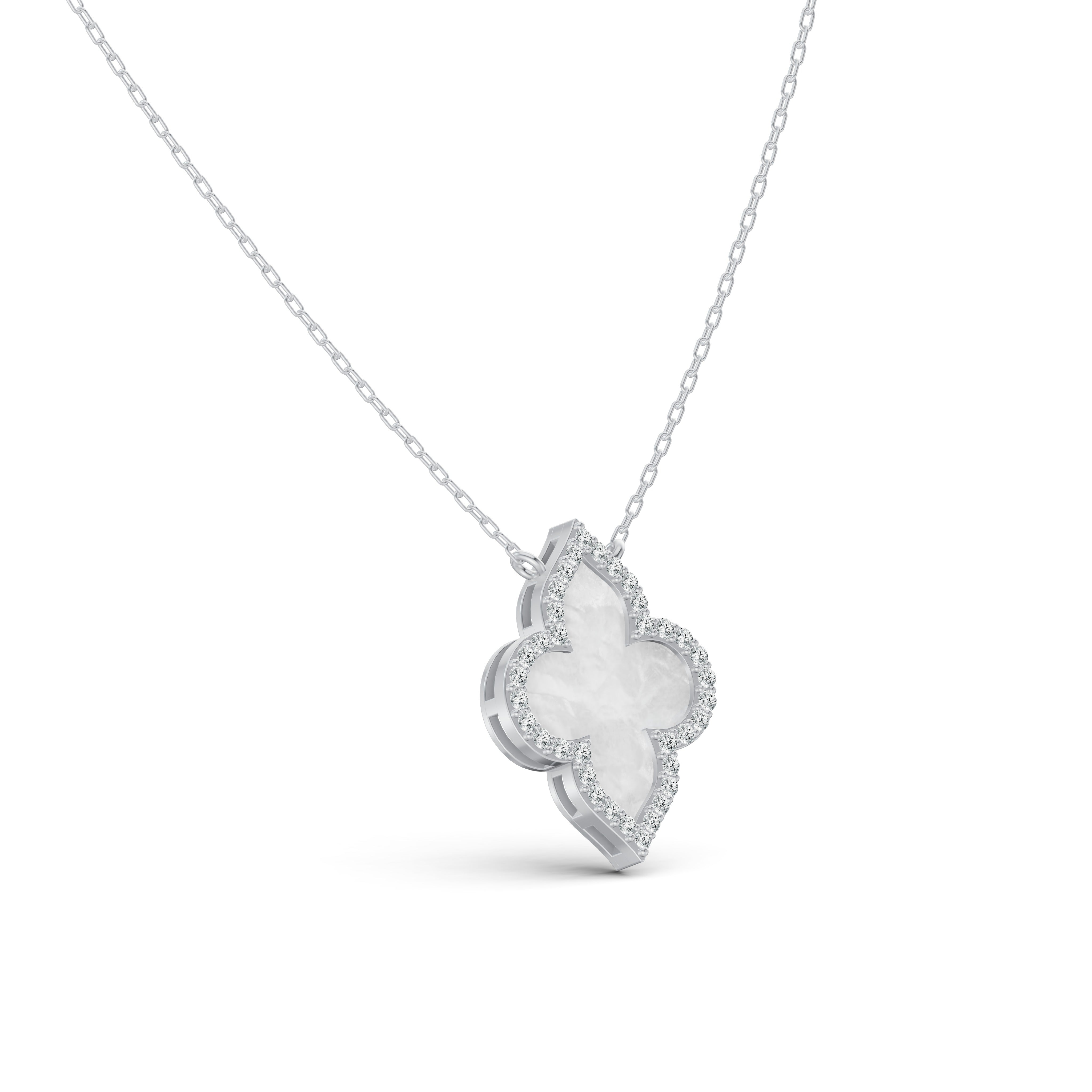 Radiant Mother of Pearl Clover Diamond Chain