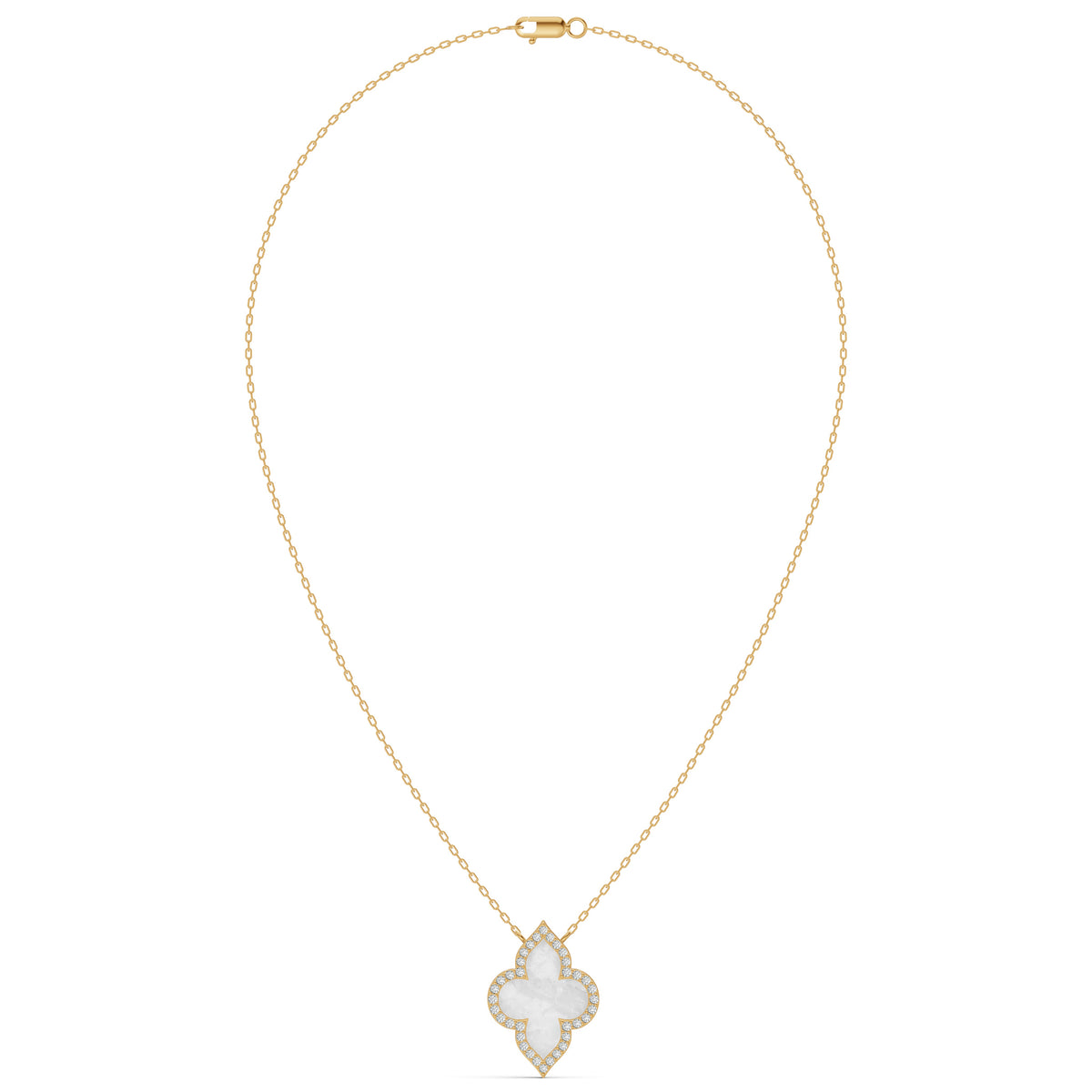 Radiant Mother of Pearl Clover Diamond Chain