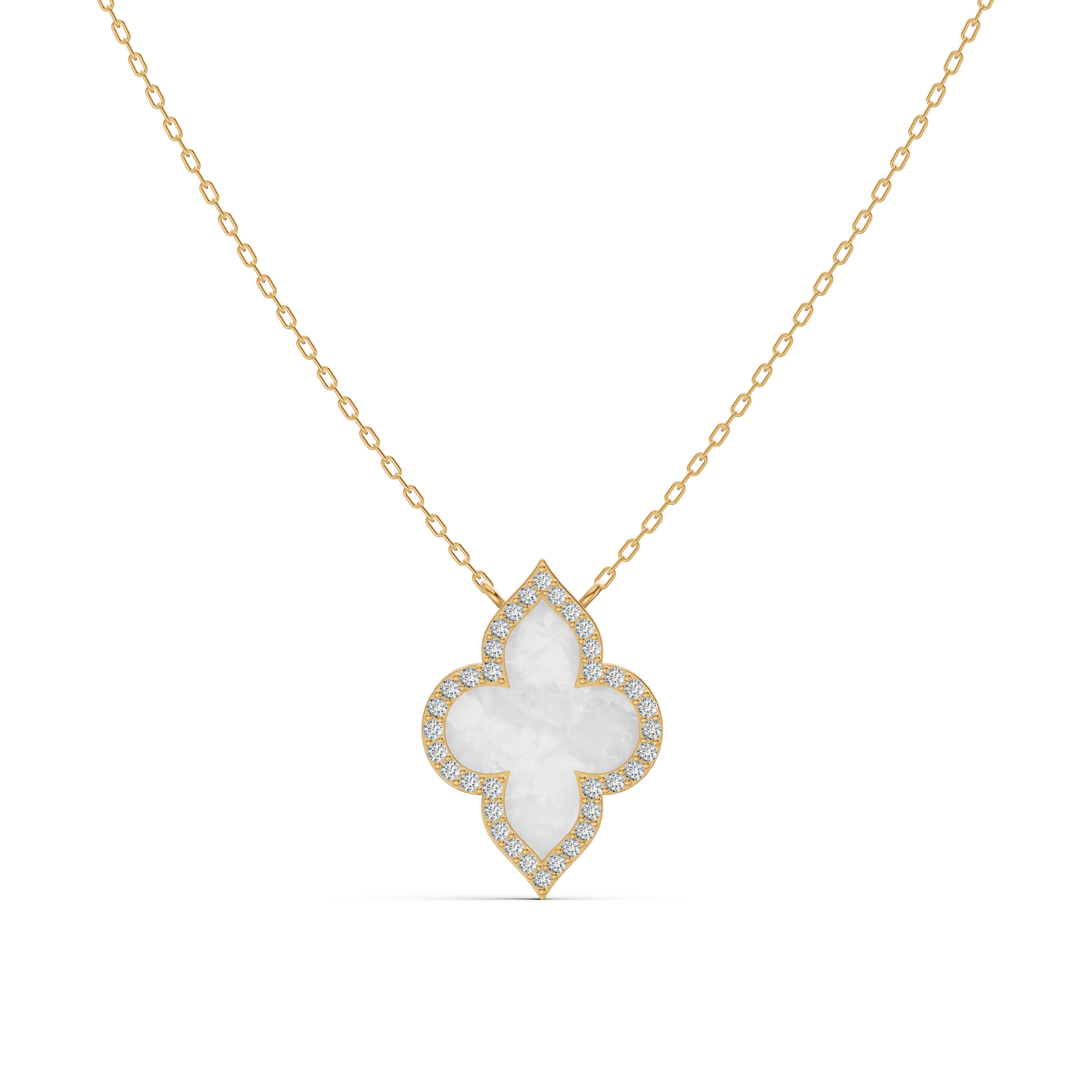 Radiant Mother of Pearl Clover Diamond Chain