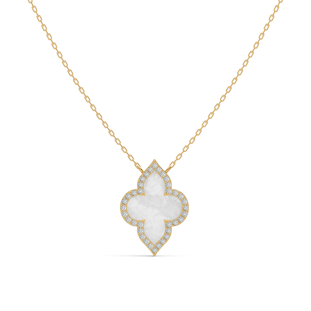 Radiant Mother of Pearl Clover Diamond Chain