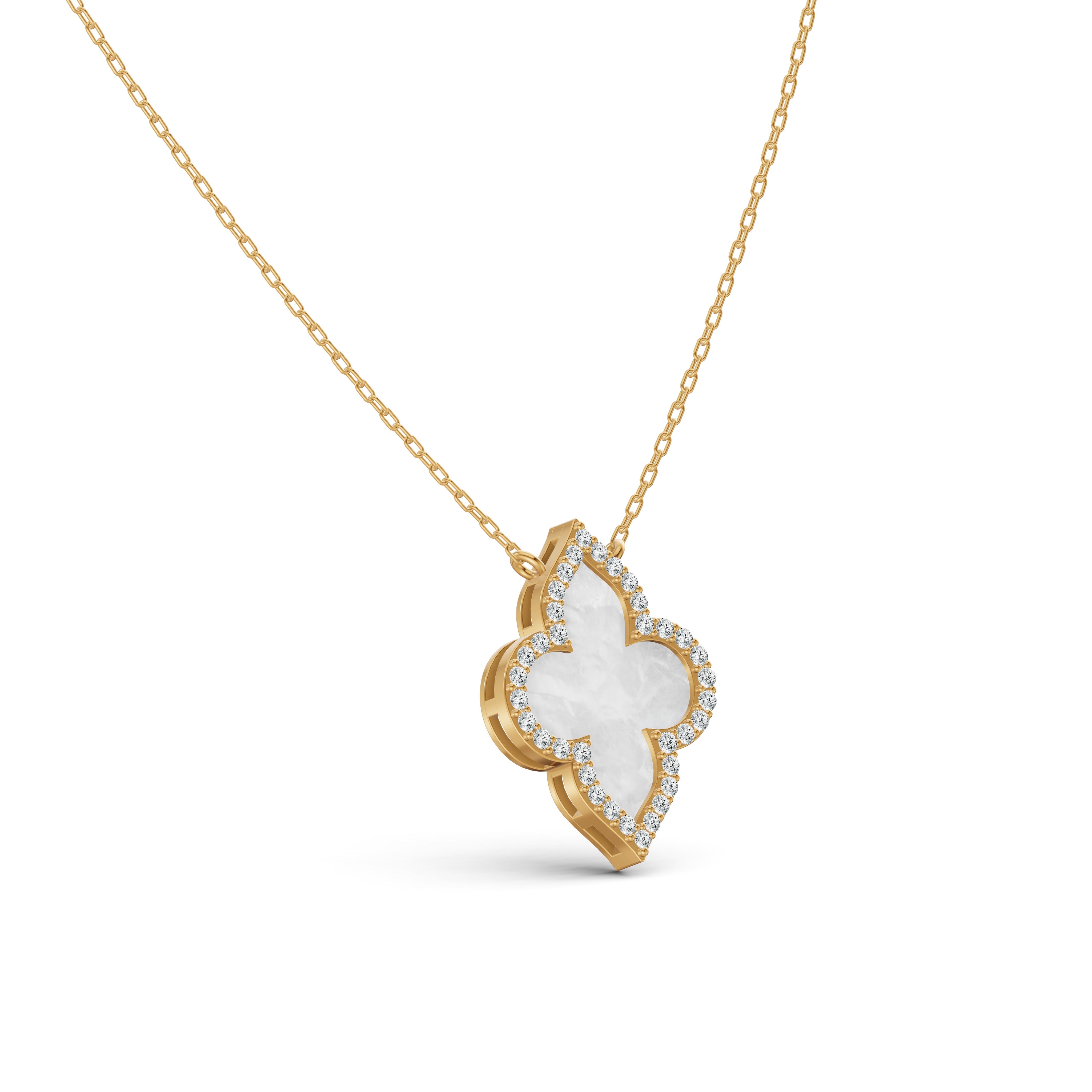 Radiant Mother of Pearl Clover Diamond Chain