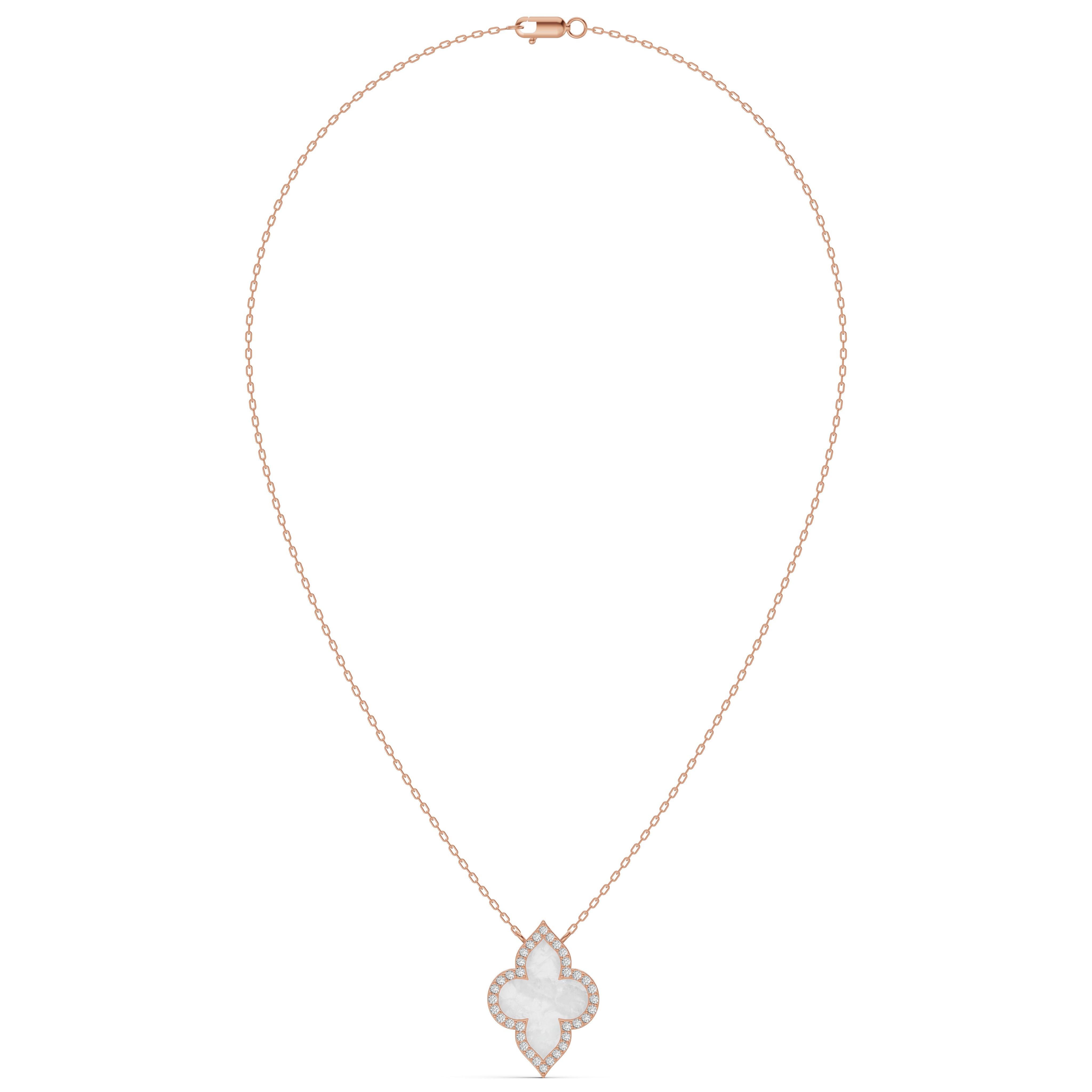 Radiant Mother of Pearl Clover Diamond Chain