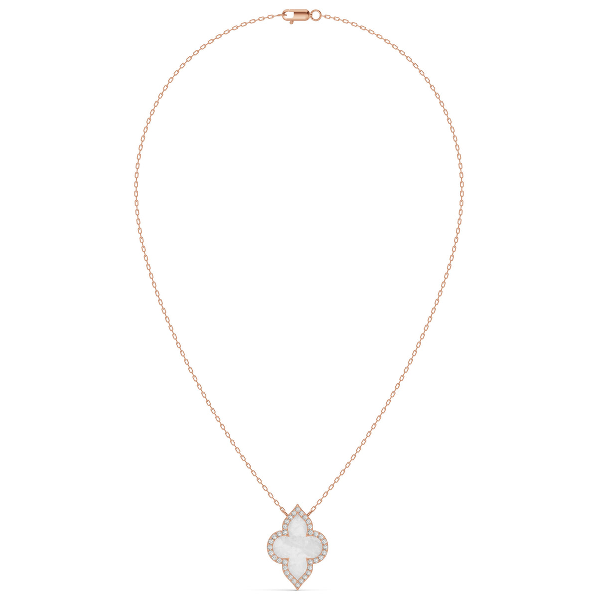 Radiant Mother of Pearl Clover Diamond Chain