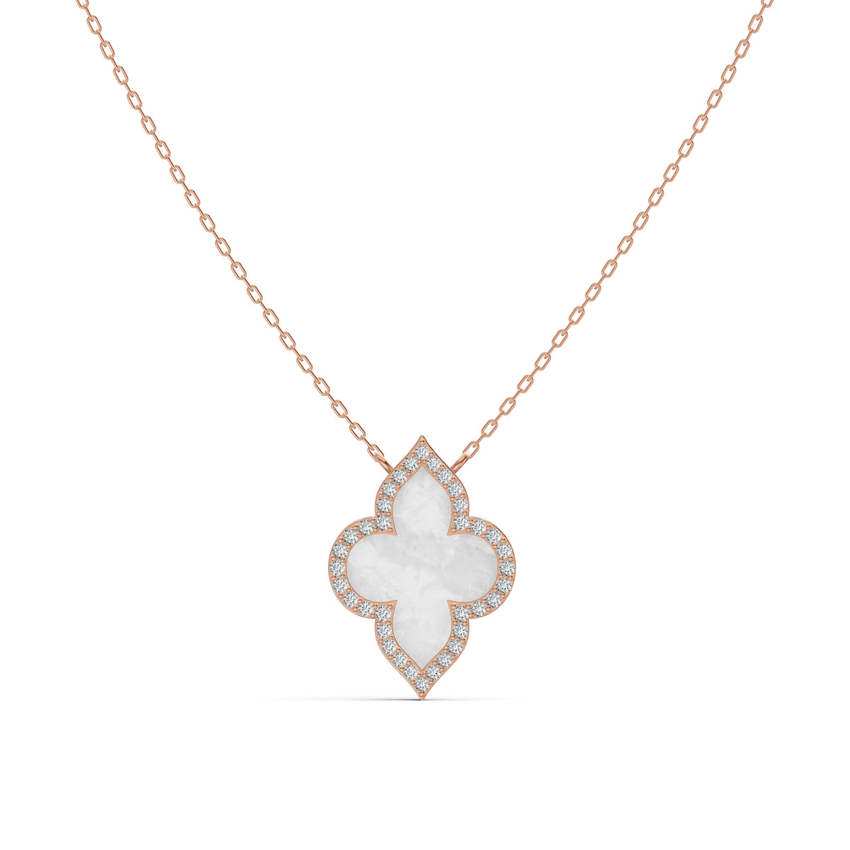Radiant Mother of Pearl Clover Diamond Chain