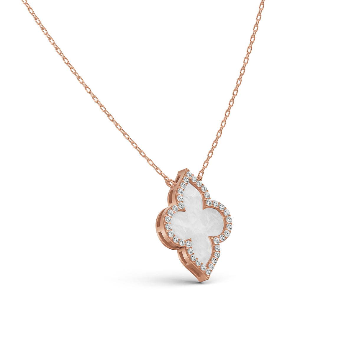 Radiant Mother of Pearl Clover Diamond Chain