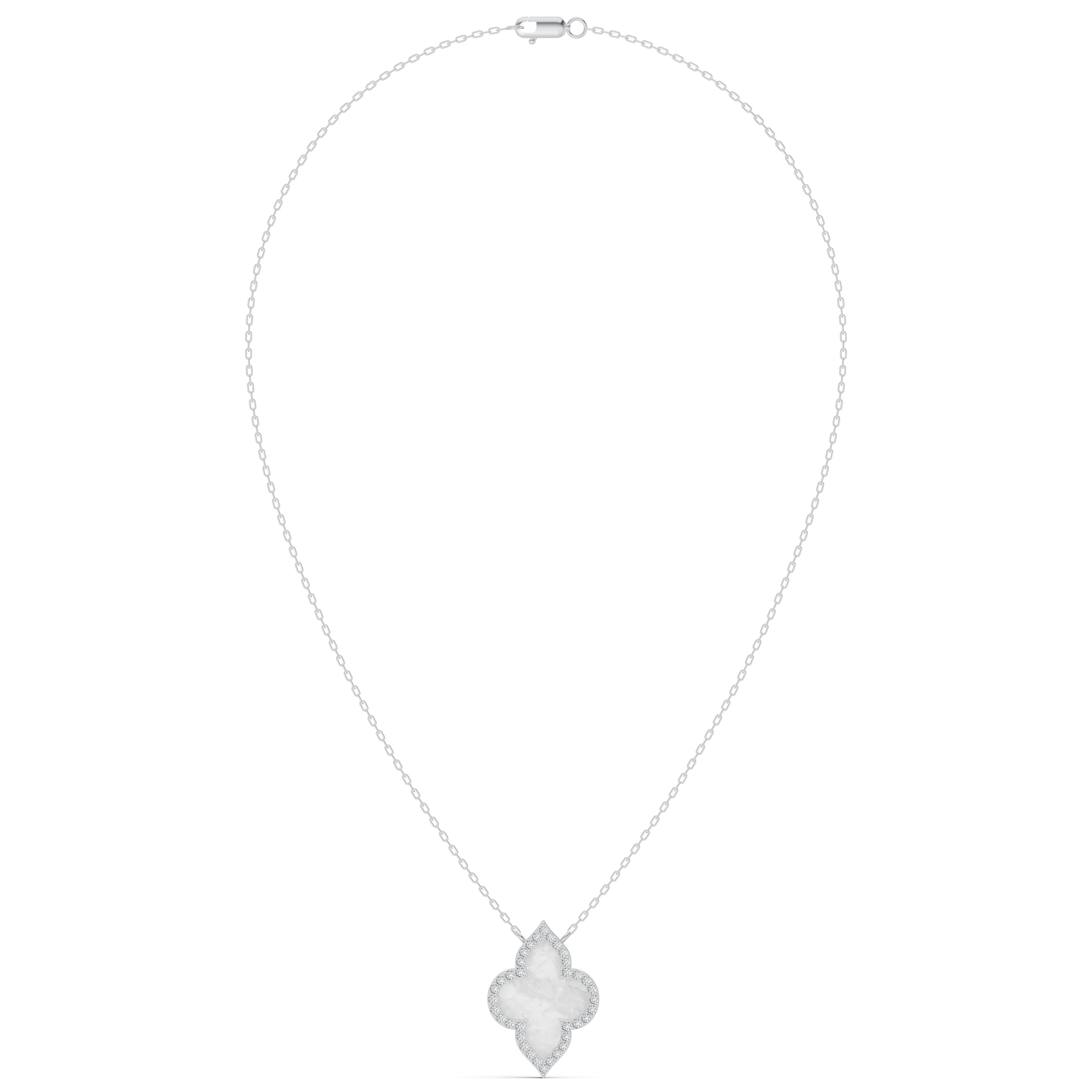 Radiant Mother of Pearl Clover Diamond Chain