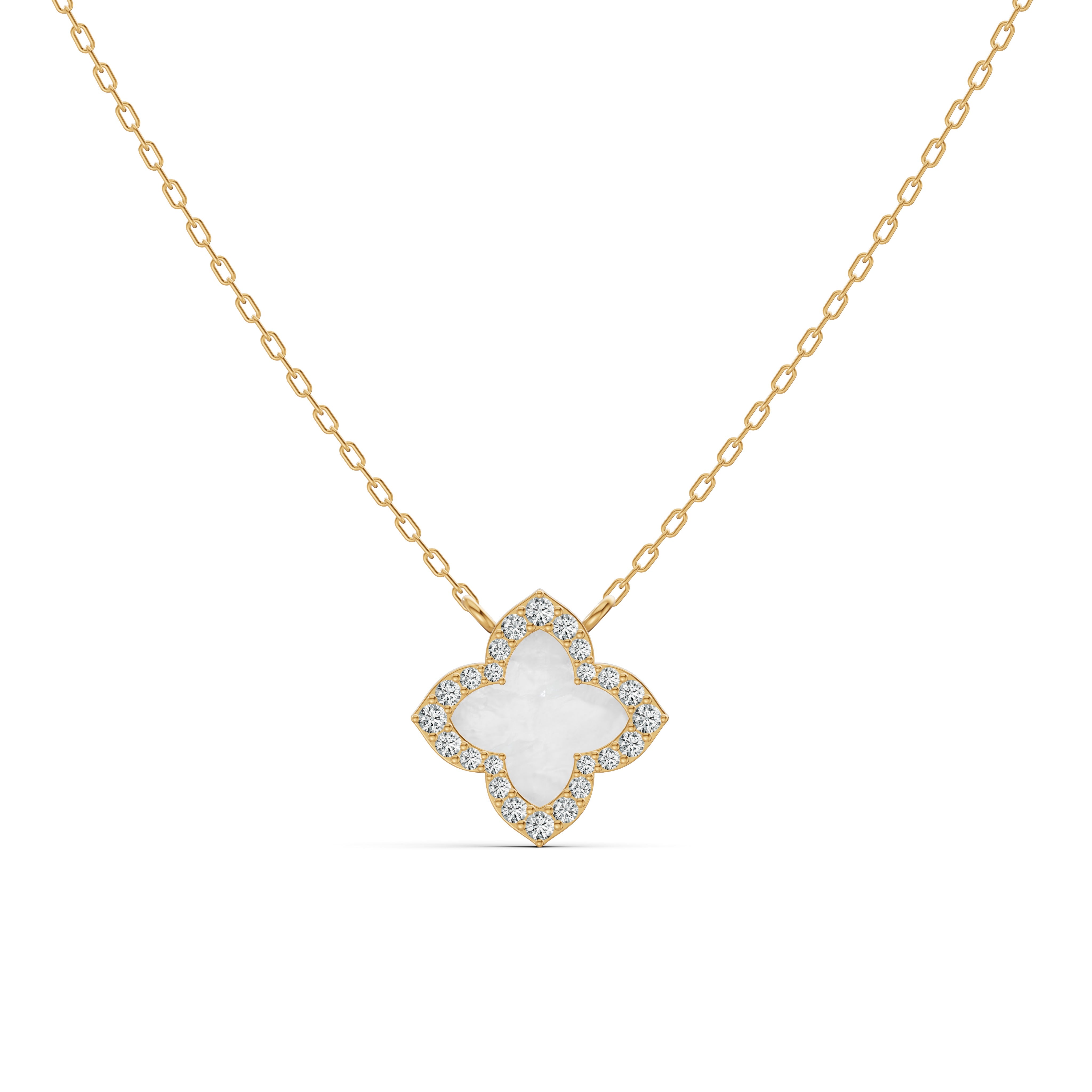 Lustre Mother of Pearl Clover Diamond Chain