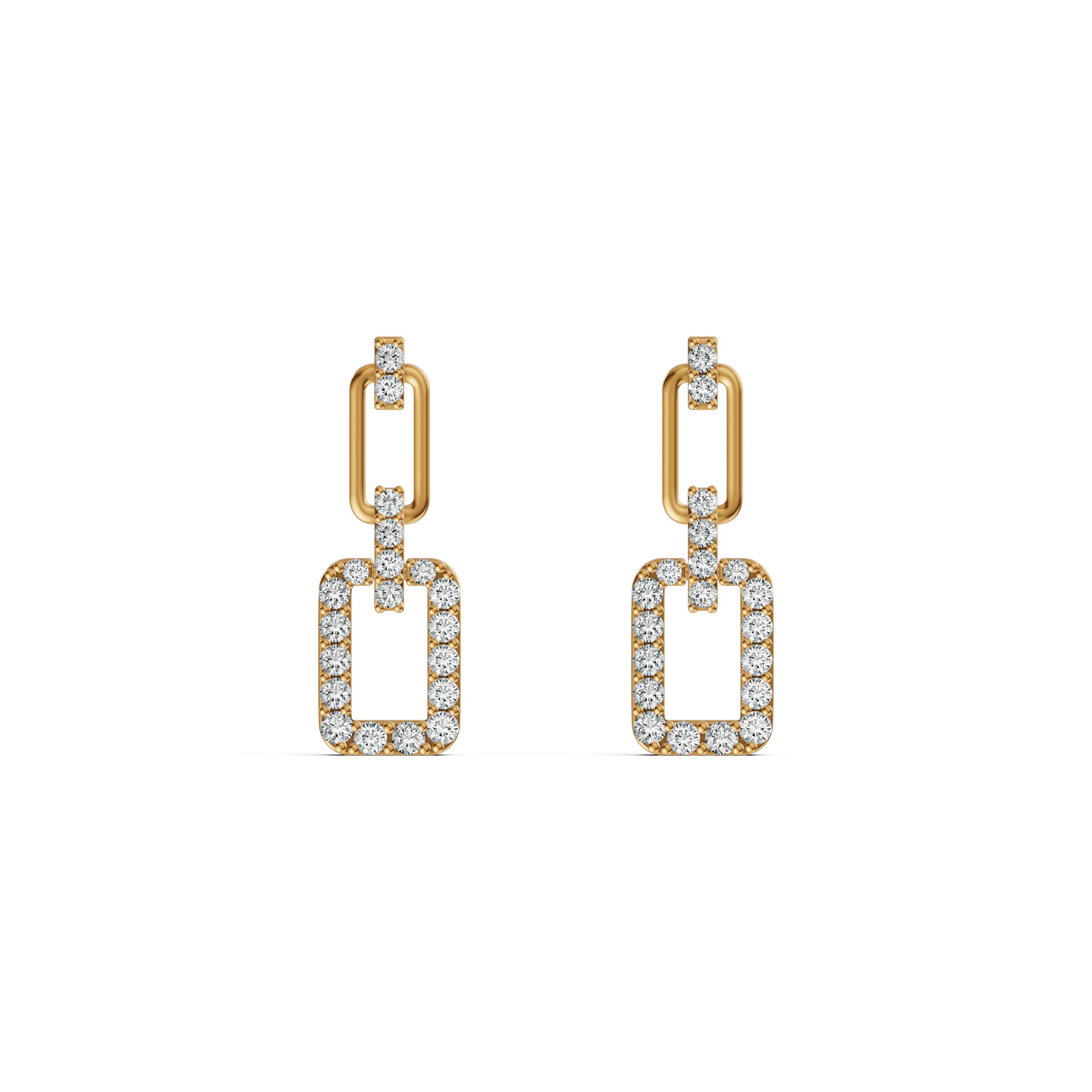 Three-Part Interlocking Drop Diamond Earrings