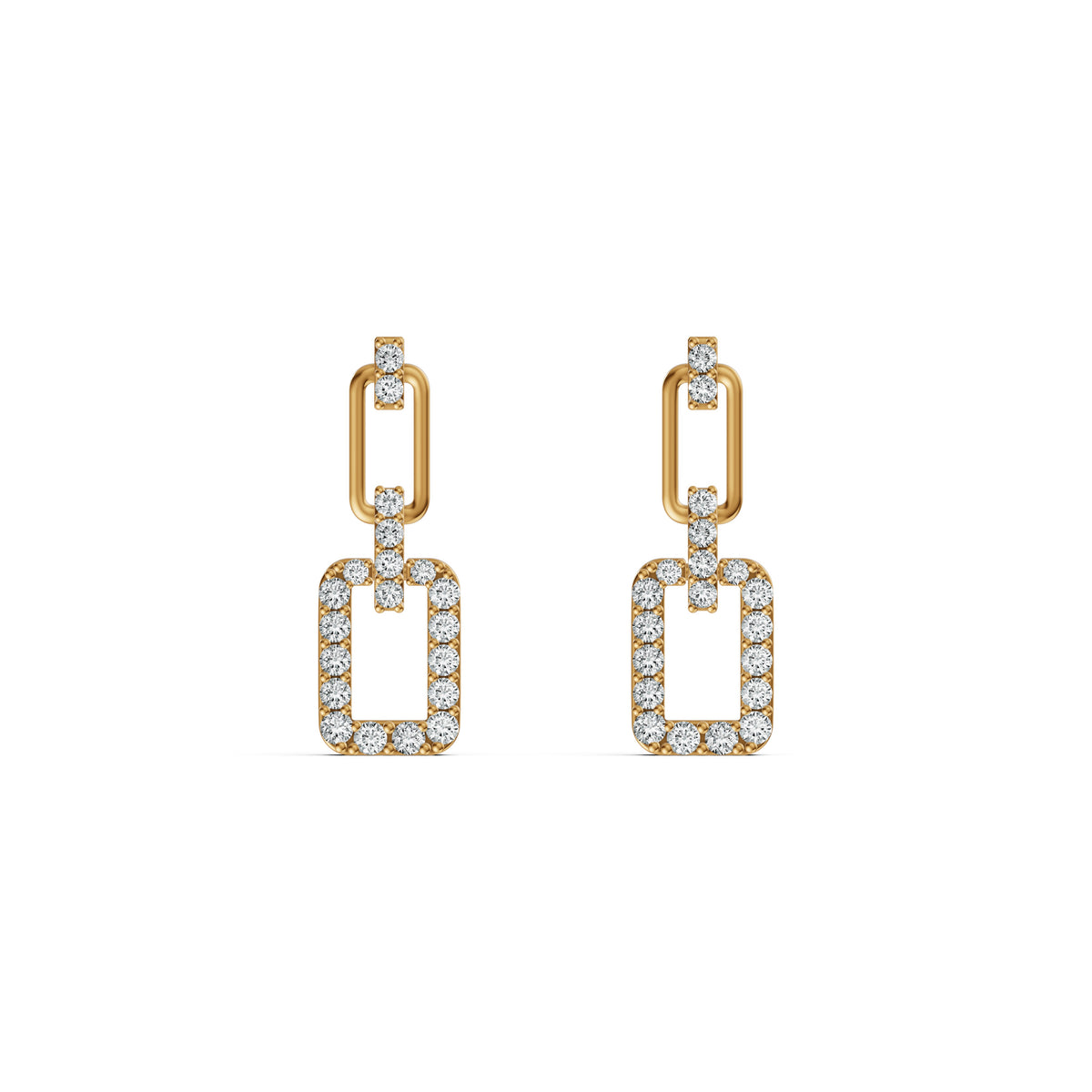Three-Part Interlocking Drop Diamond Earrings