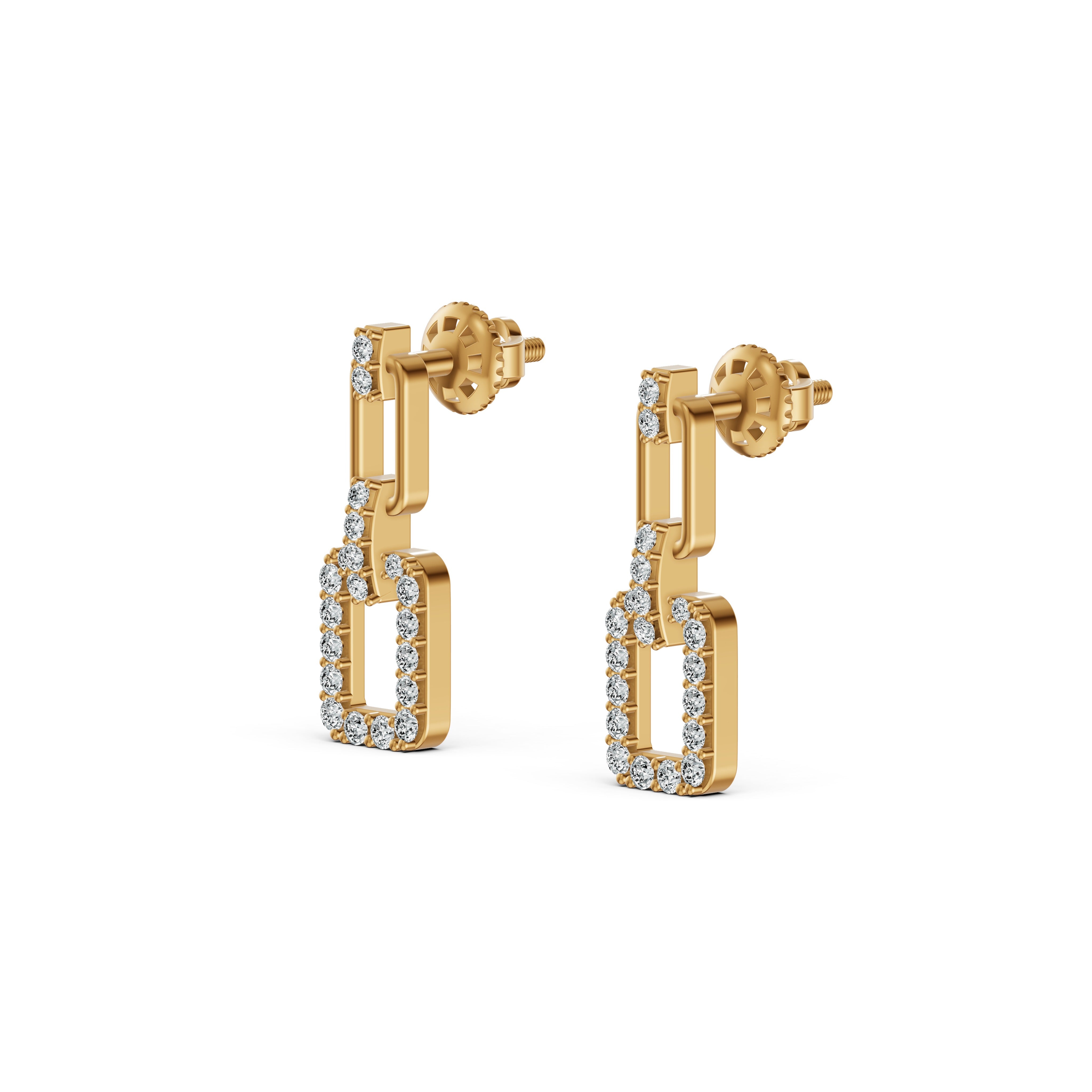 Three-Part Interlocking Drop Diamond Earrings