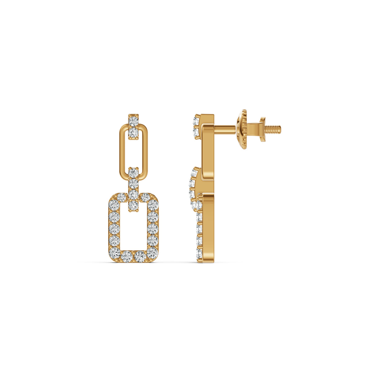 Three-Part Interlocking Drop Diamond Earrings