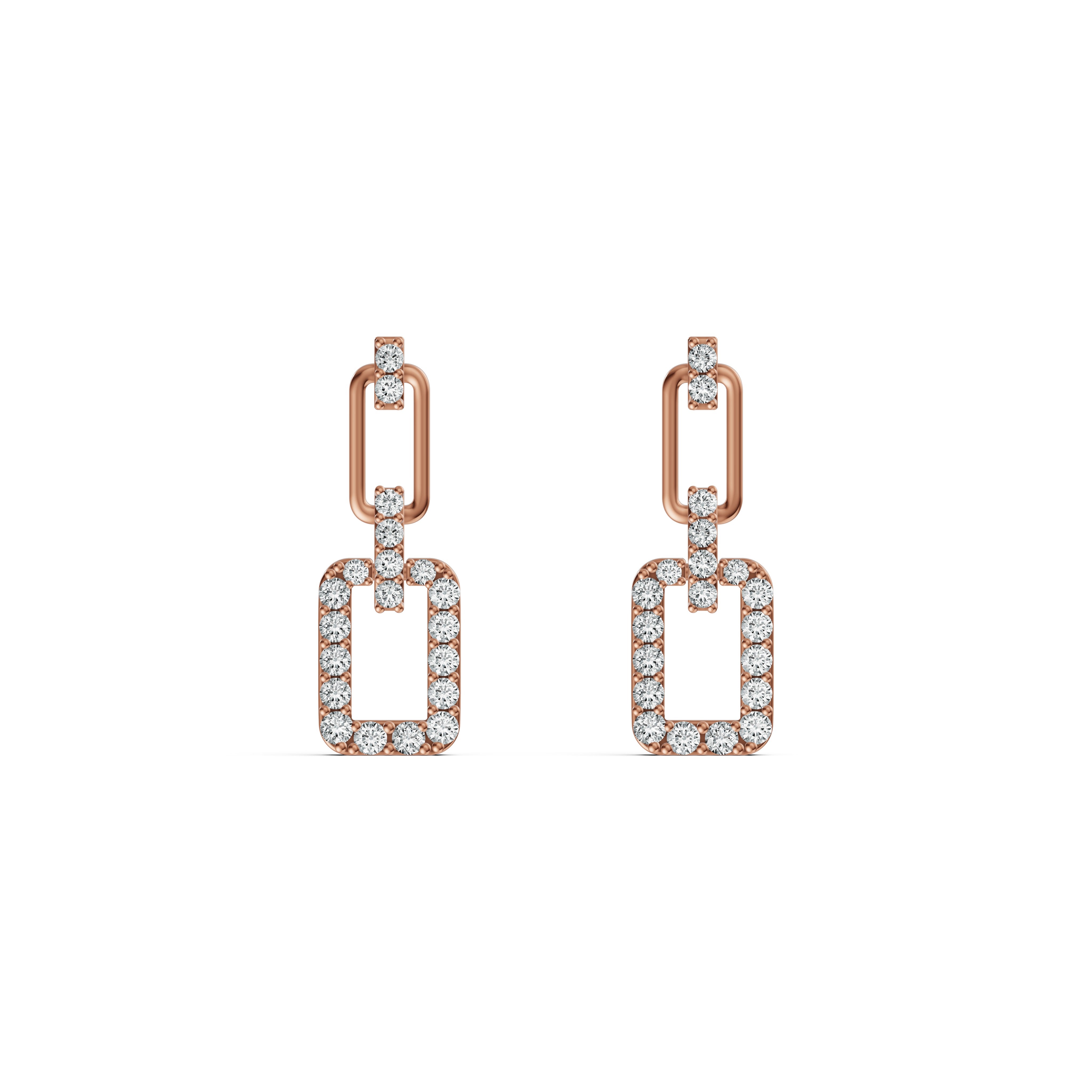 Three-Part Interlocking Drop Diamond Earrings