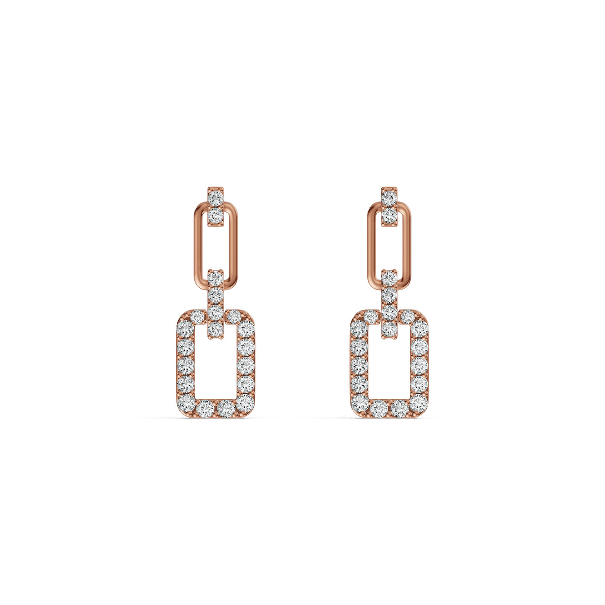 Three-Part Interlocking Drop Diamond Earrings