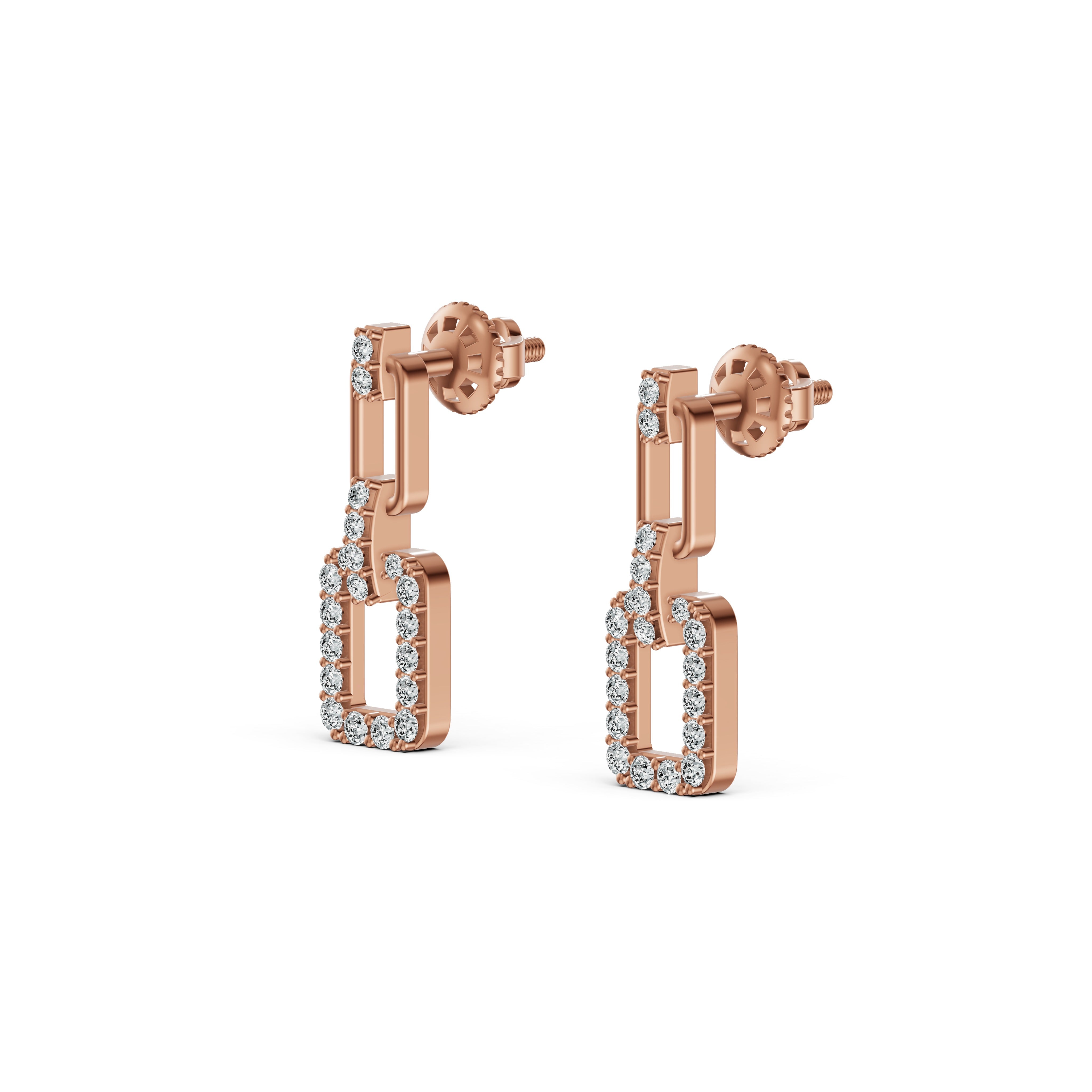 Three-Part Interlocking Drop Diamond Earrings