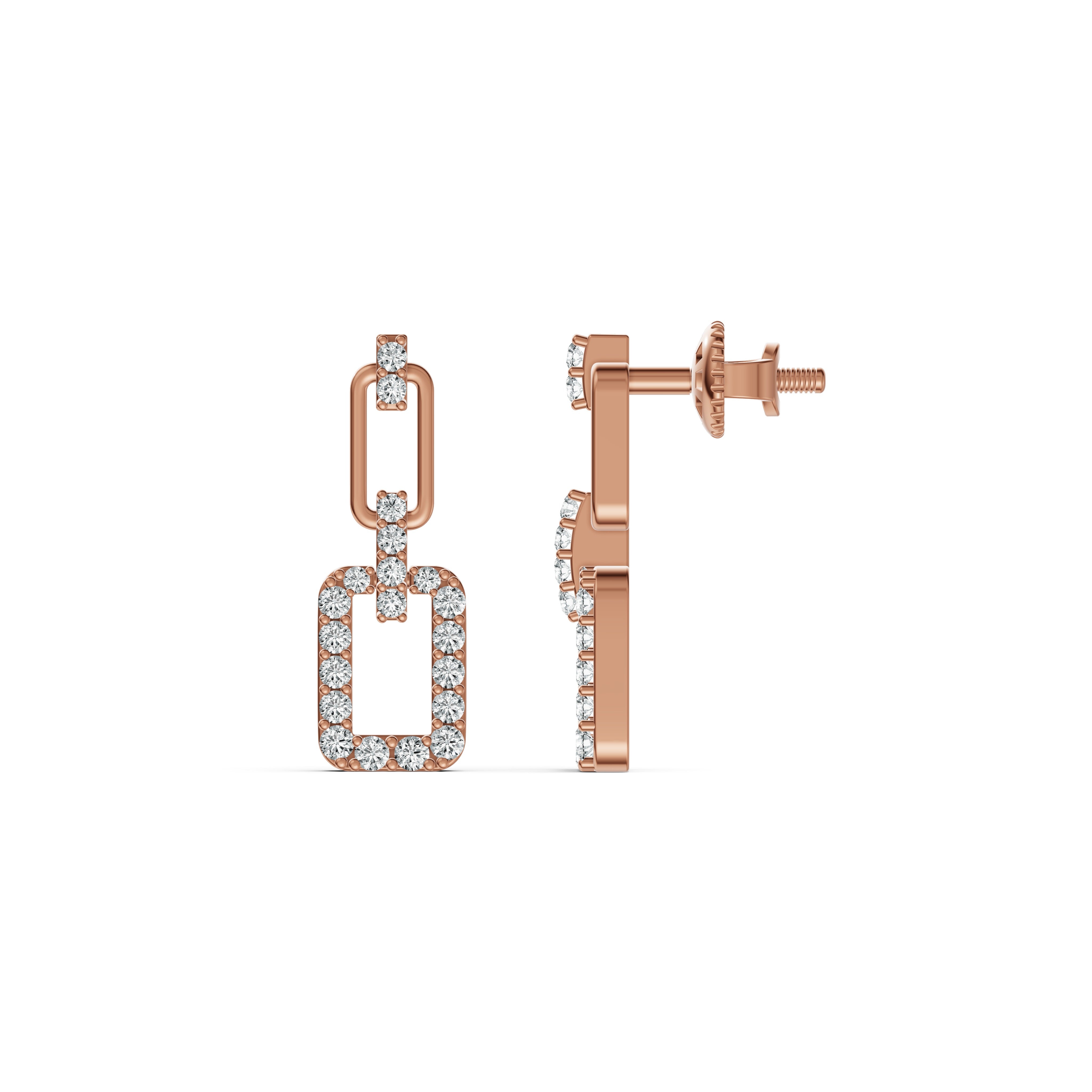 Three-Part Interlocking Drop Diamond Earrings
