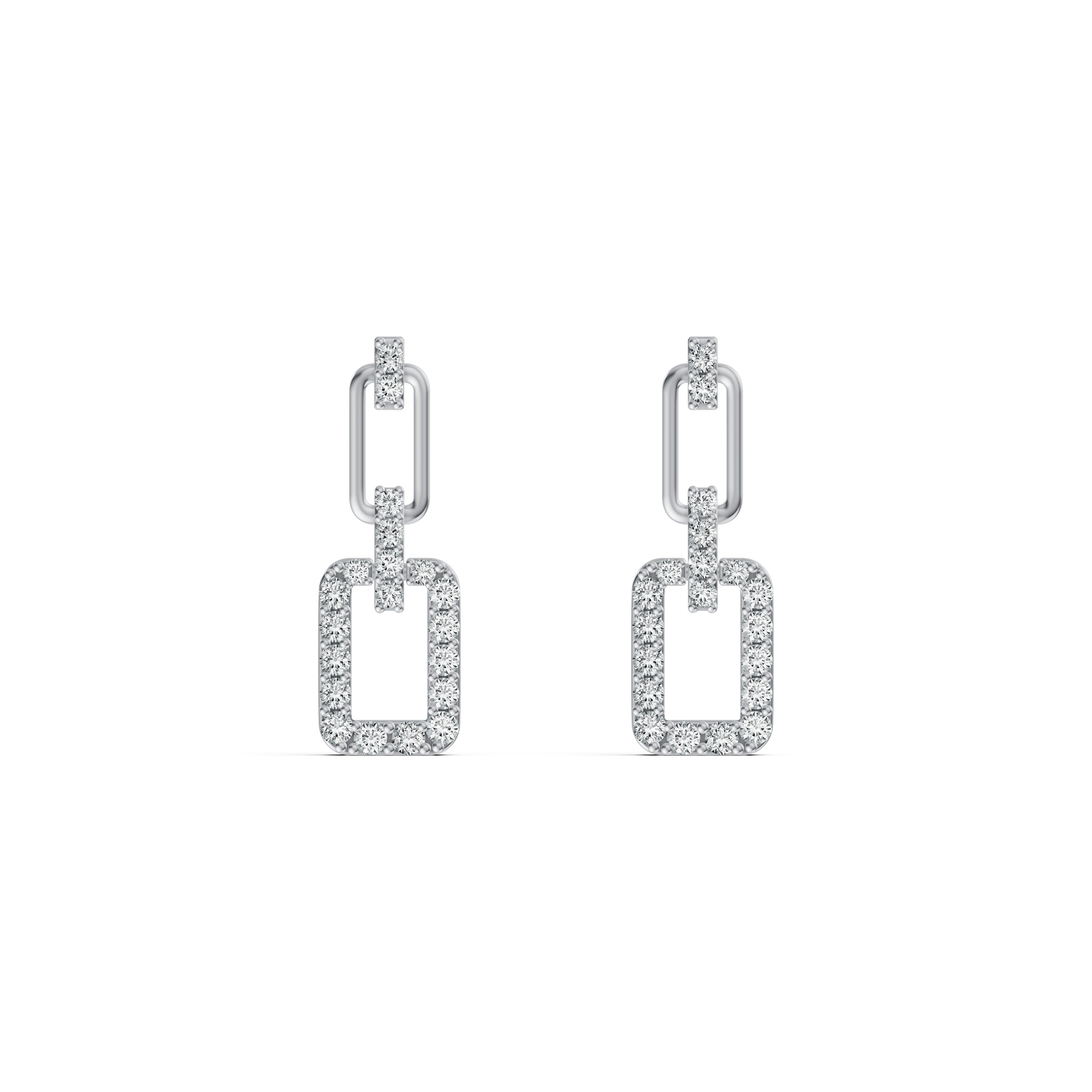 Three-Part Interlocking Drop Diamond Earrings
