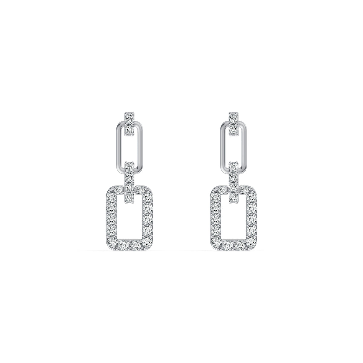 Three-Part Interlocking Drop Diamond Earrings