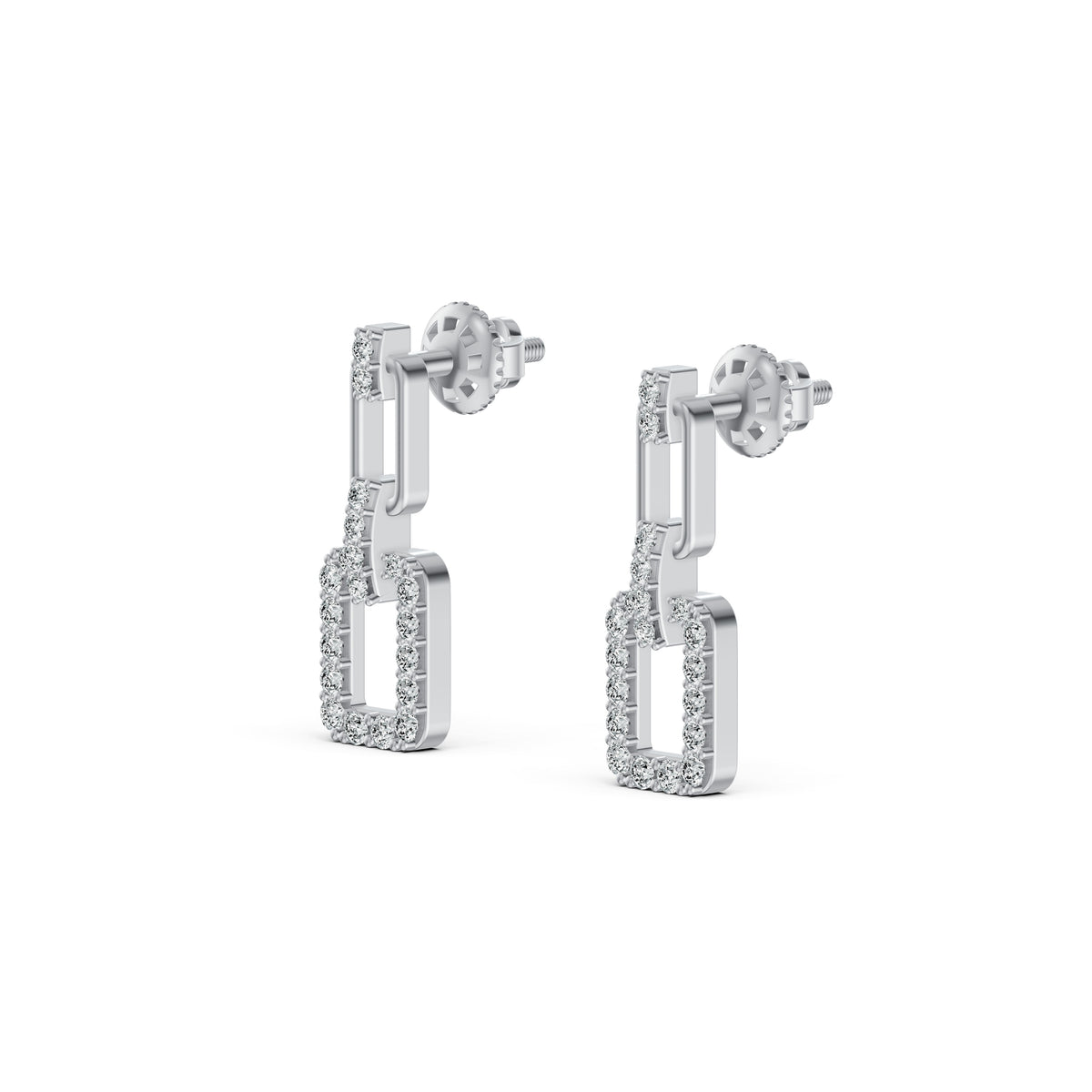 Three-Part Interlocking Drop Diamond Earrings