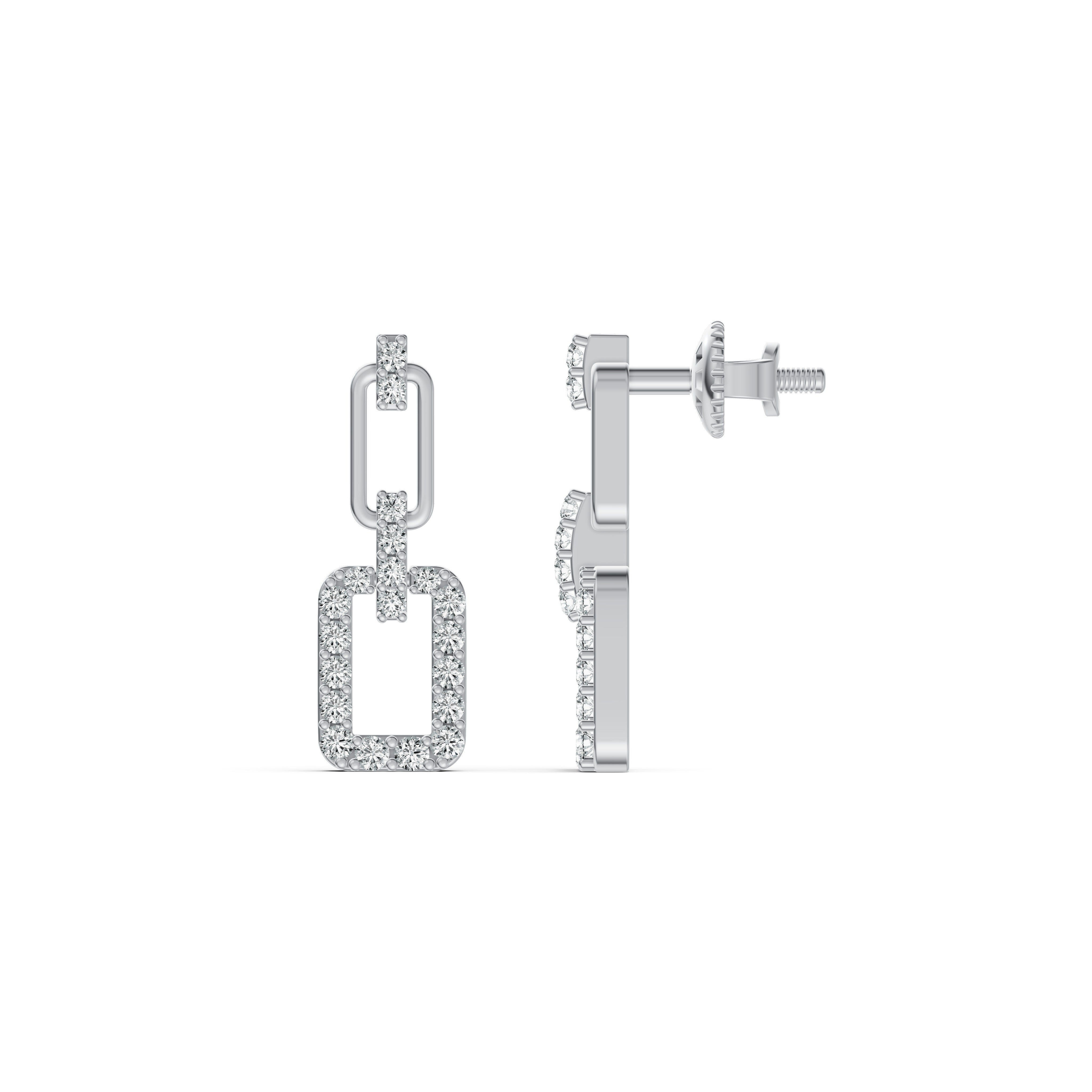 Three-Part Interlocking Drop Diamond Earrings
