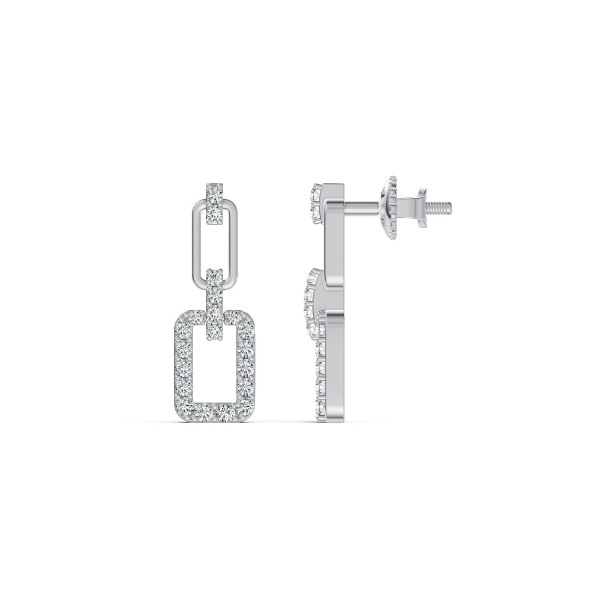Three-Part Interlocking Drop Diamond Earrings