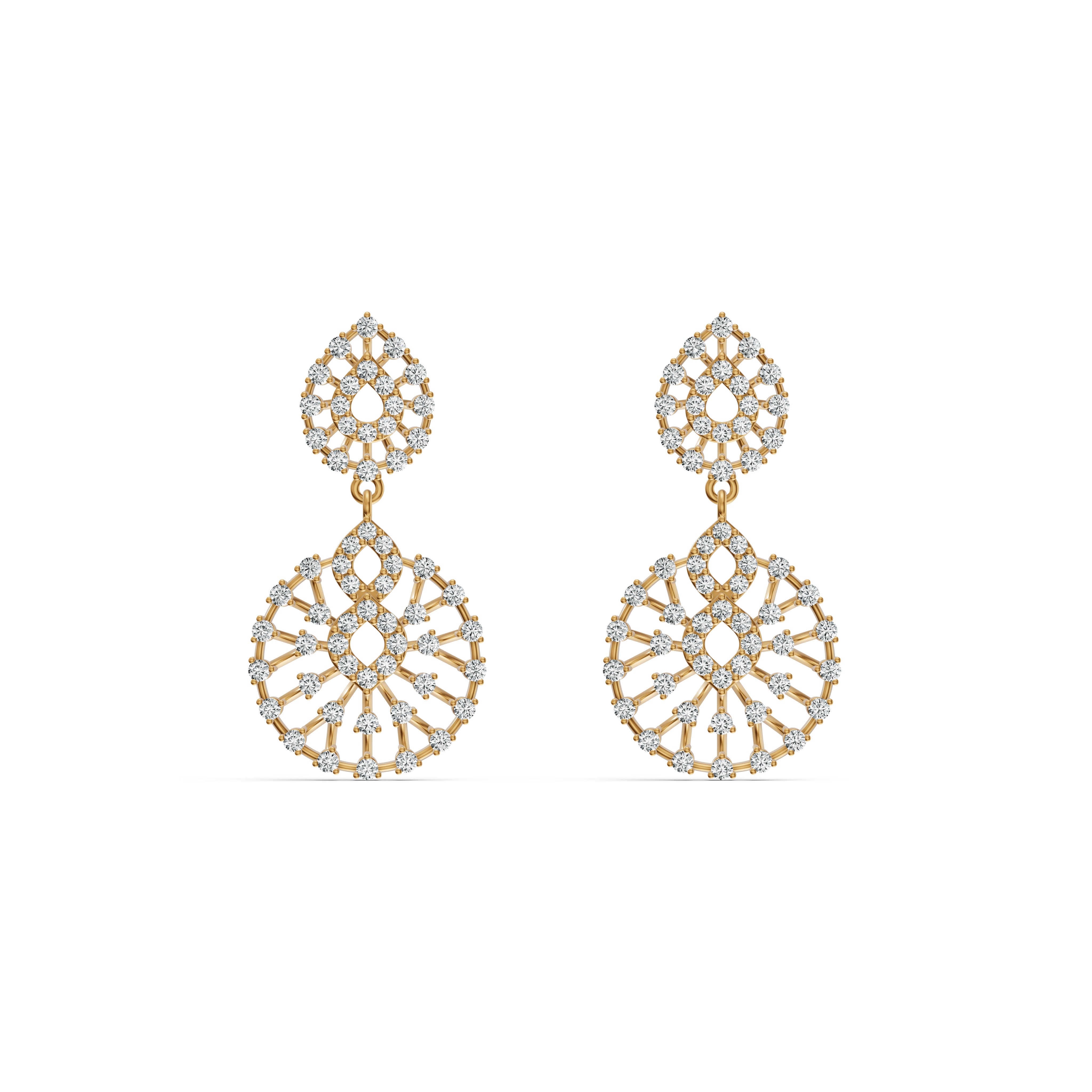 Radiant Lattice Diamond Drop Earrings