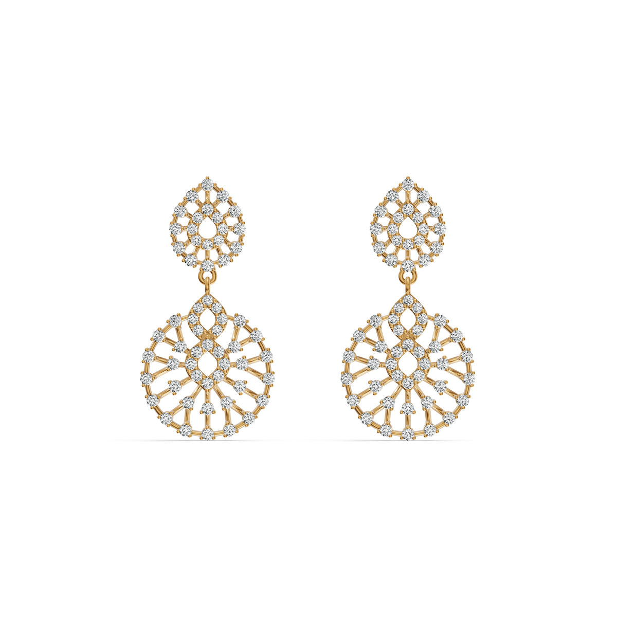 Radiant Lattice Diamond Drop Earrings