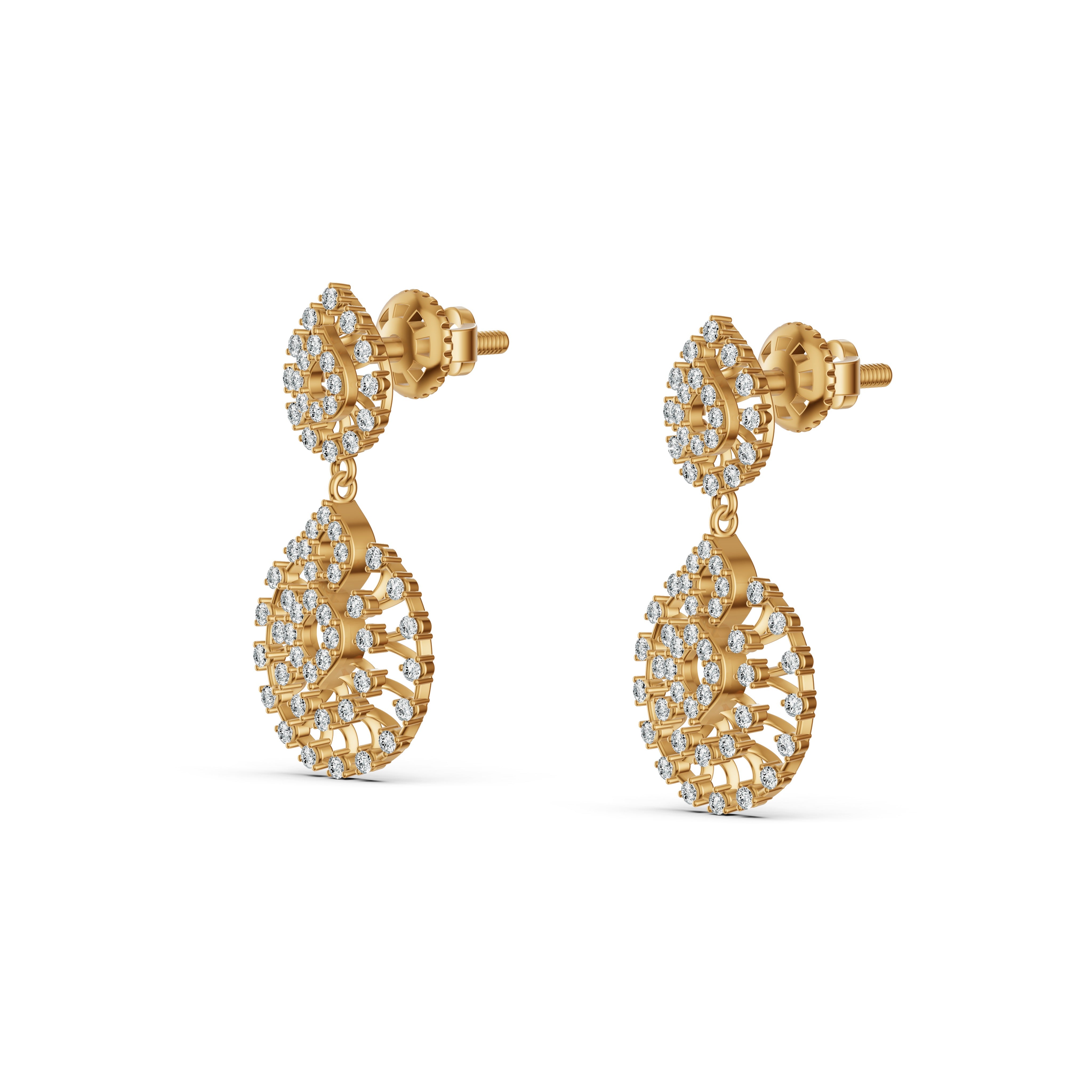 Radiant Lattice Diamond Drop Earrings