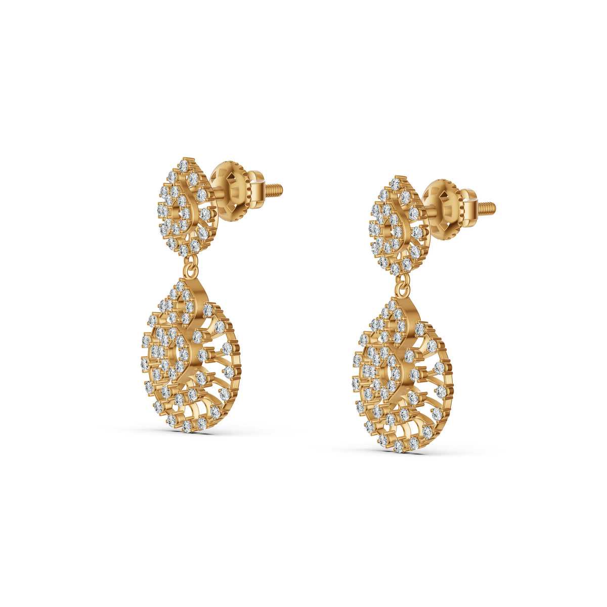 Radiant Lattice Diamond Drop Earrings