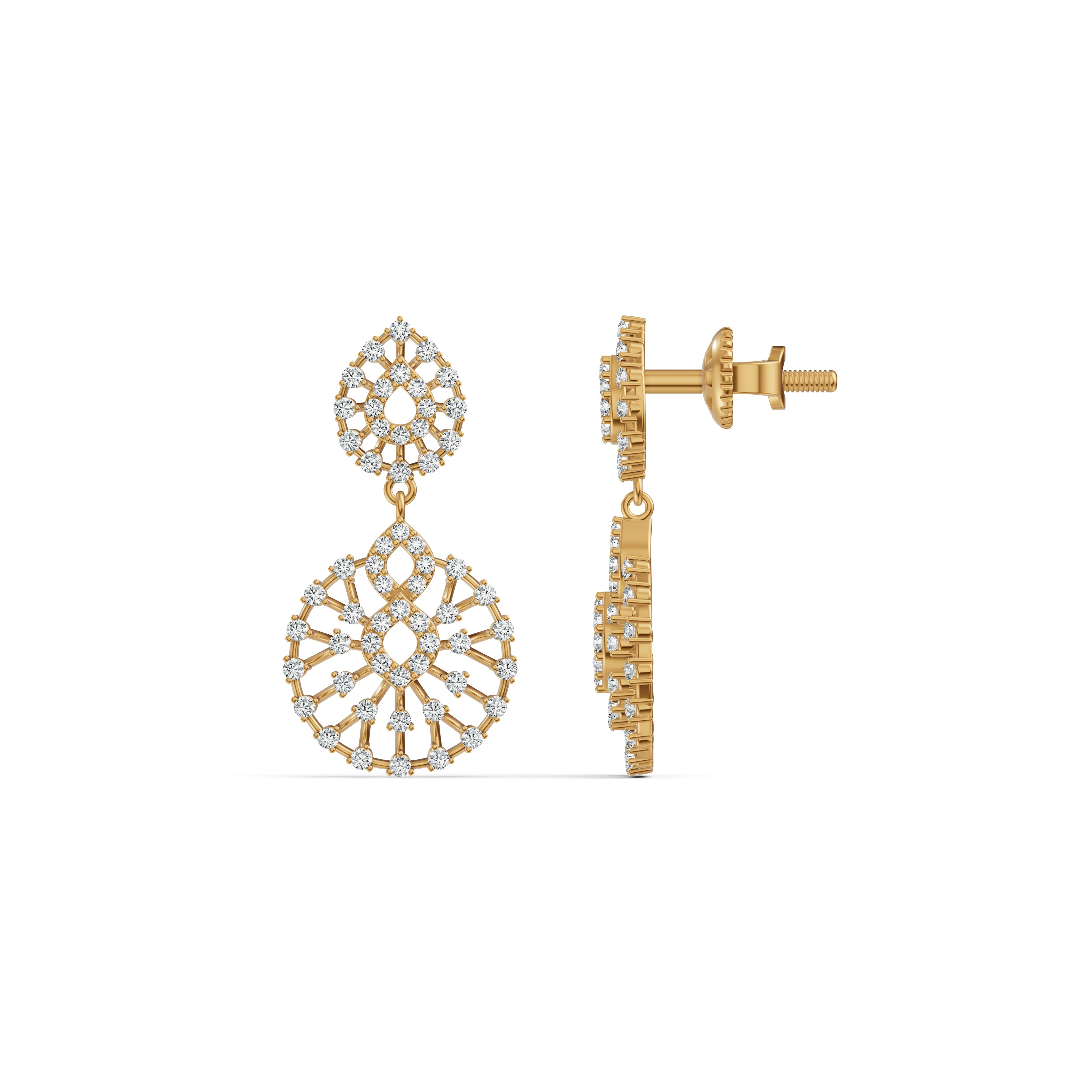 Radiant Lattice Diamond Drop Earrings