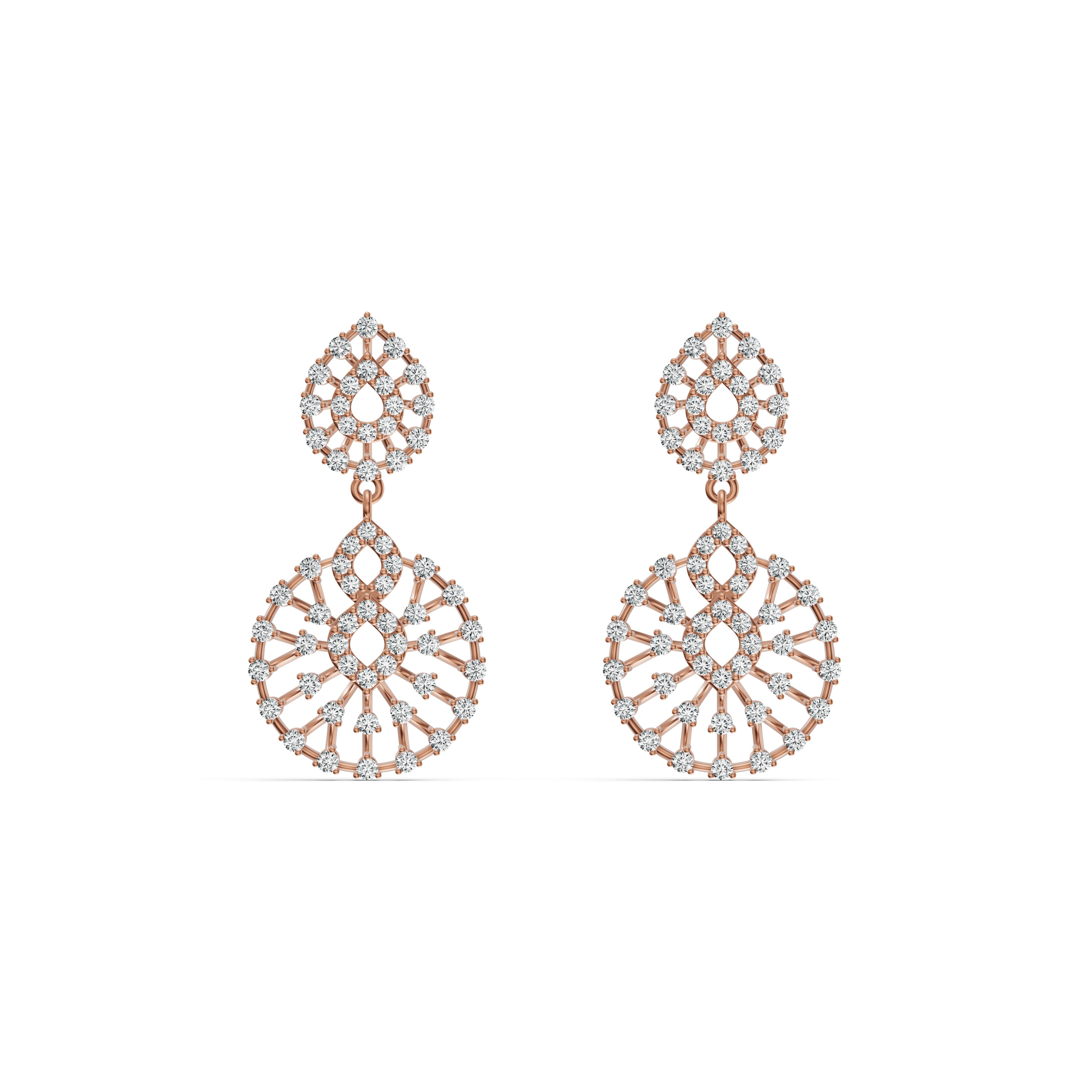 Radiant Lattice Diamond Drop Earrings