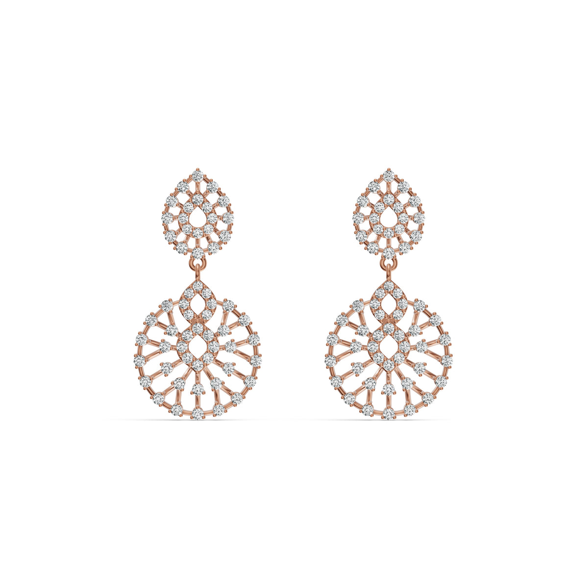 Radiant Lattice Diamond Drop Earrings