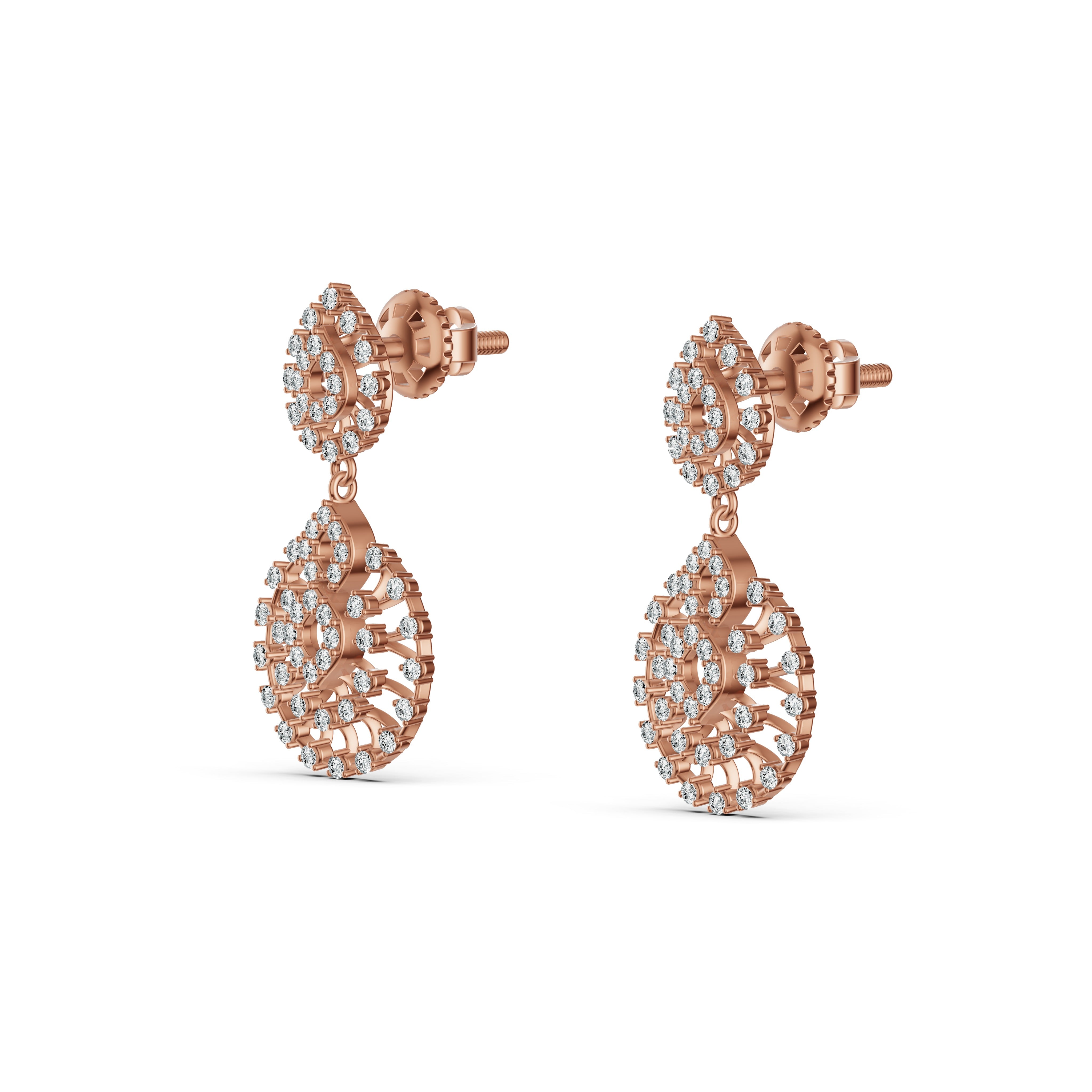 Radiant Lattice Diamond Drop Earrings